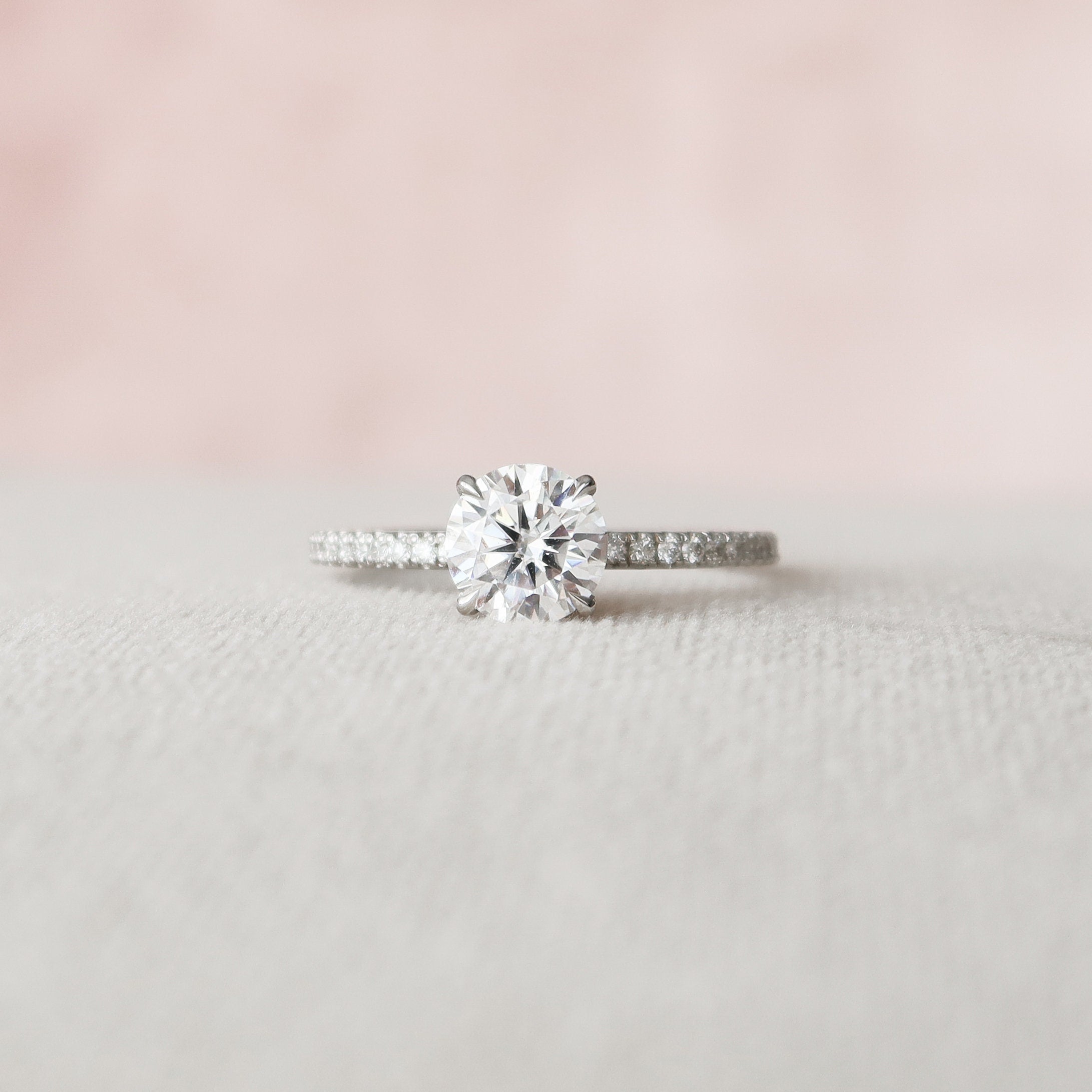 Pave Moissanite Engagement Ring