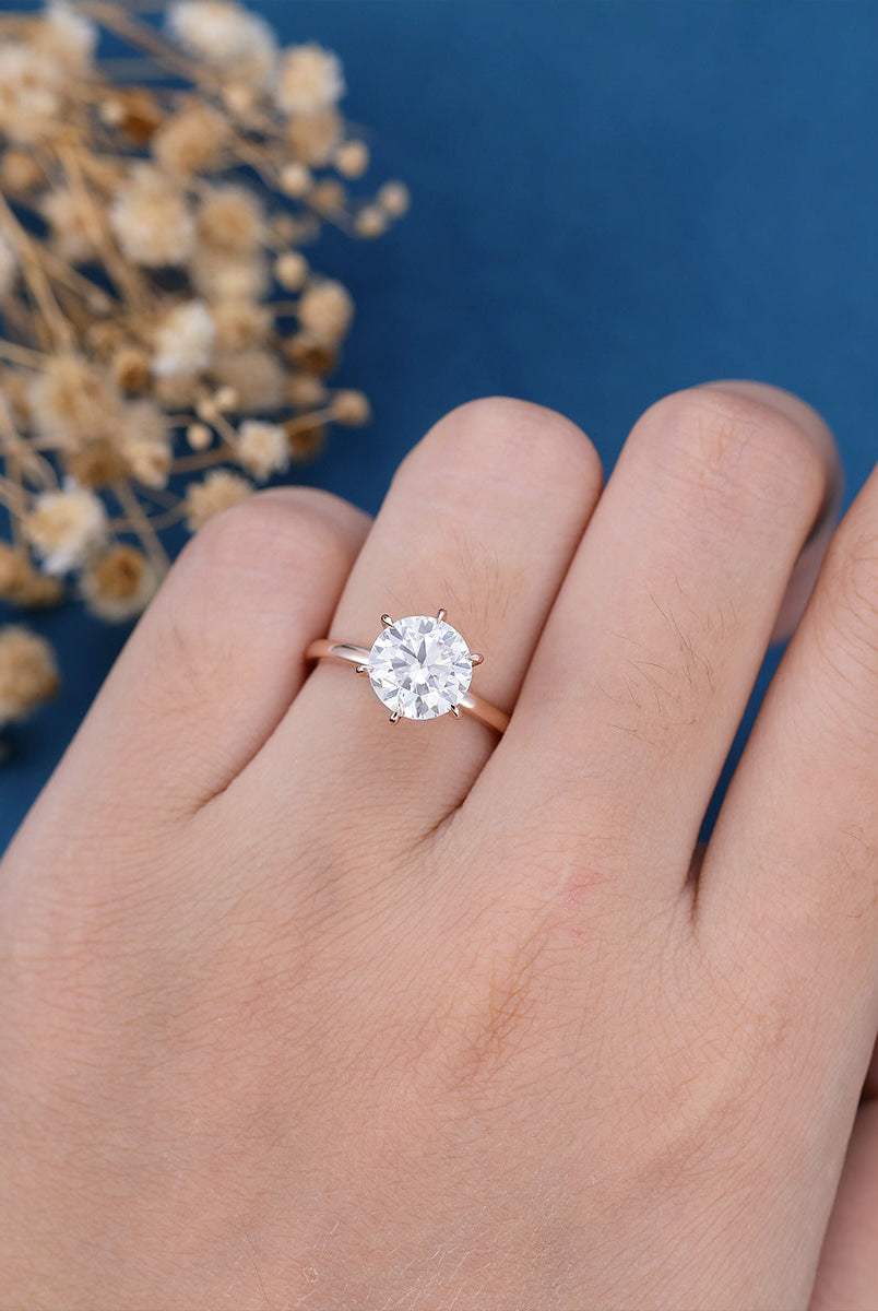 round-shaped-moissanite-solitaire-engagement-ring