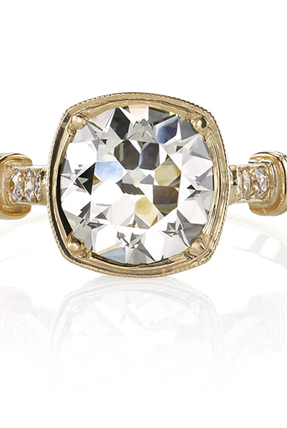 1.89ct Cathedral Set Cushion Moissanite Diamond Hidden Halo Vintage Engagement Ring