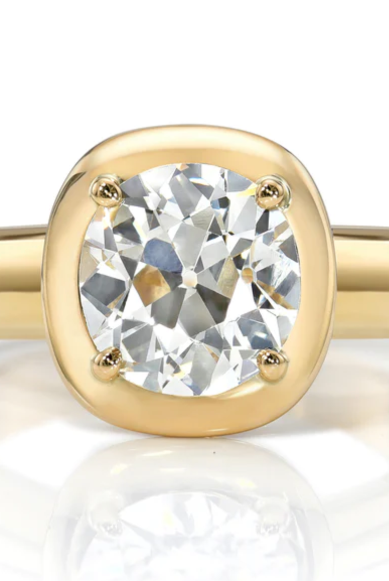 1.86CT Bezel Set Round Moissanite Diamond Solitaire Engagement Ring