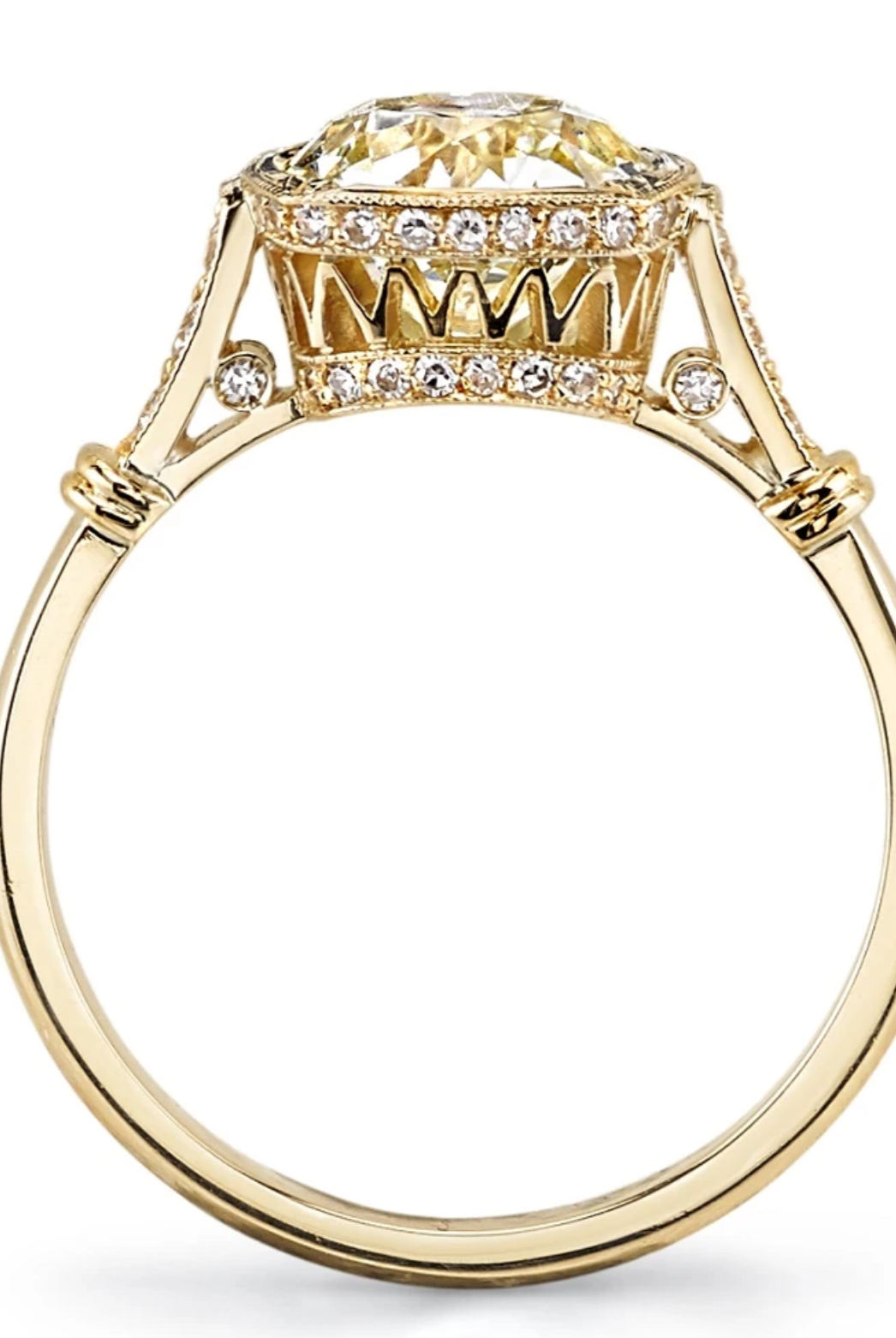 1.89ct Cathedral Set Cushion Moissanite Diamond Hidden Halo Vintage Engagement Ring