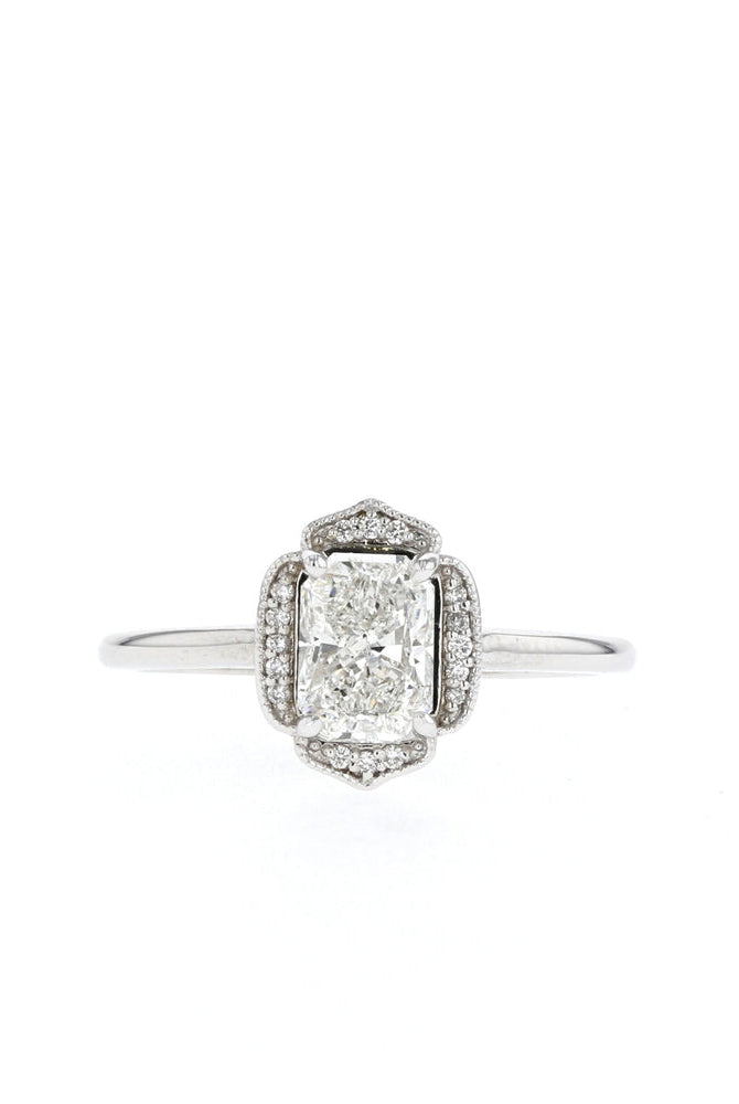 1.10CT Radiant Unique Cluster Moissanite Diamond Solitaire Engagement Ring
