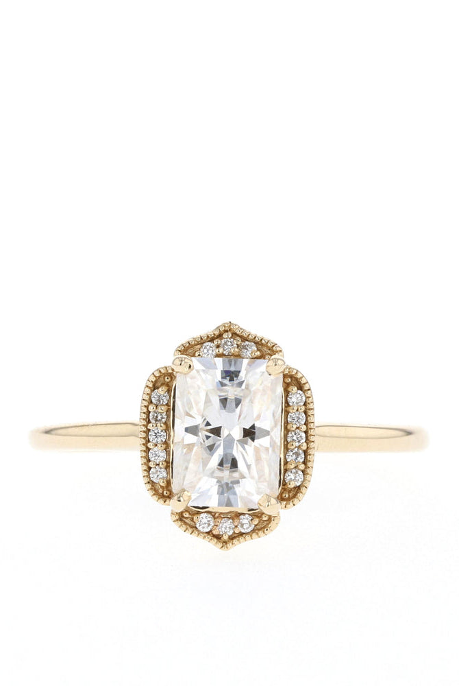 1.10CT Radiant Unique Cluster Moissanite Diamond Solitaire Engagement Ring