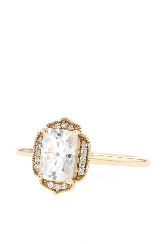 1.10CT Radiant Unique Cluster Moissanite Diamond Solitaire Engagement Ring