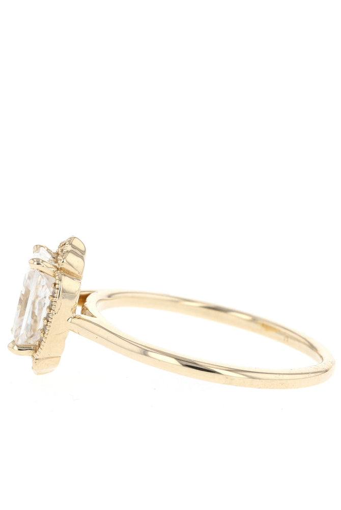 1.10CT Radiant Unique Cluster Moissanite Diamond Solitaire Engagement Ring