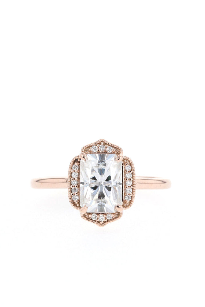 1.10CT Radiant Unique Cluster Moissanite Diamond Solitaire Engagement Ring