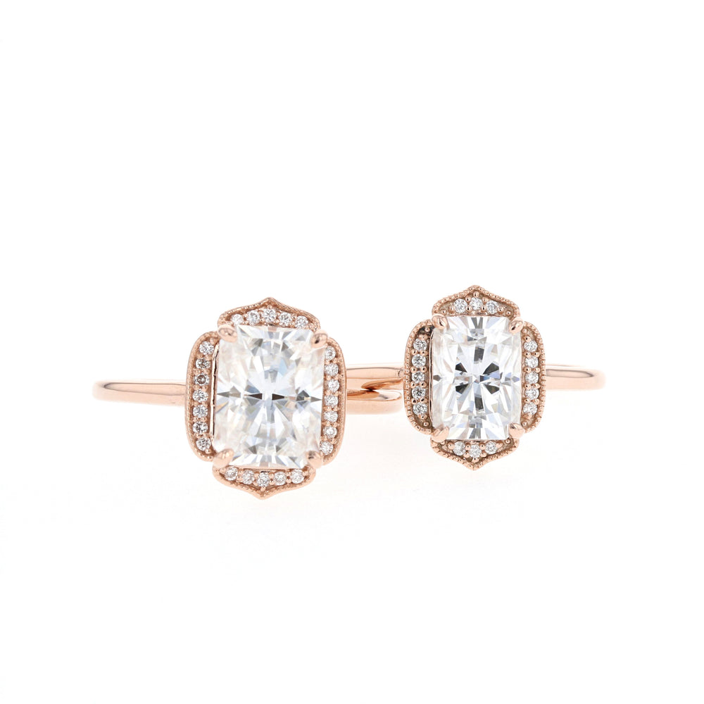 1.10CT Radiant Unique Cluster Moissanite Diamond Solitaire Engagement Ring