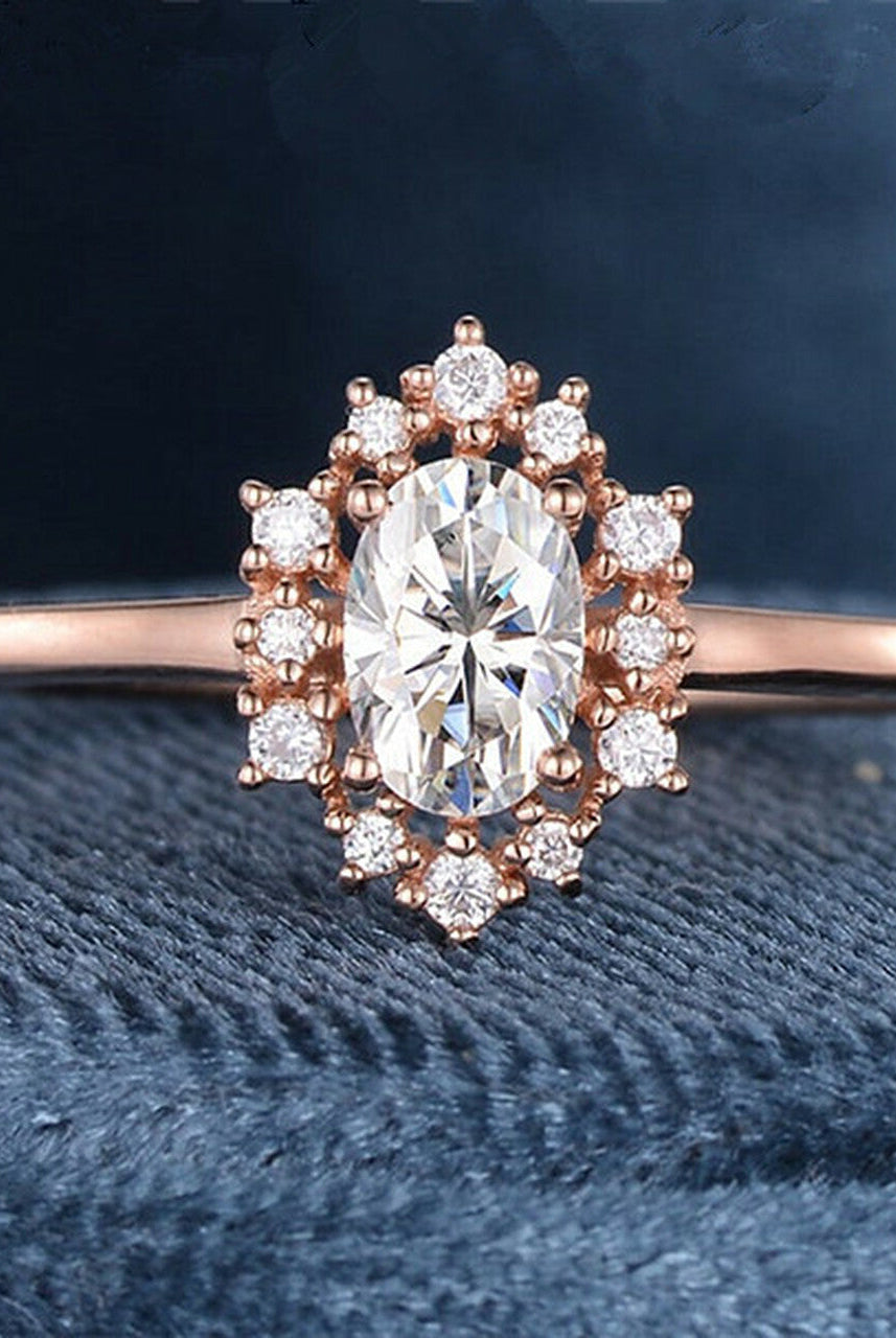 Cluster Moissanite Engagement Ring