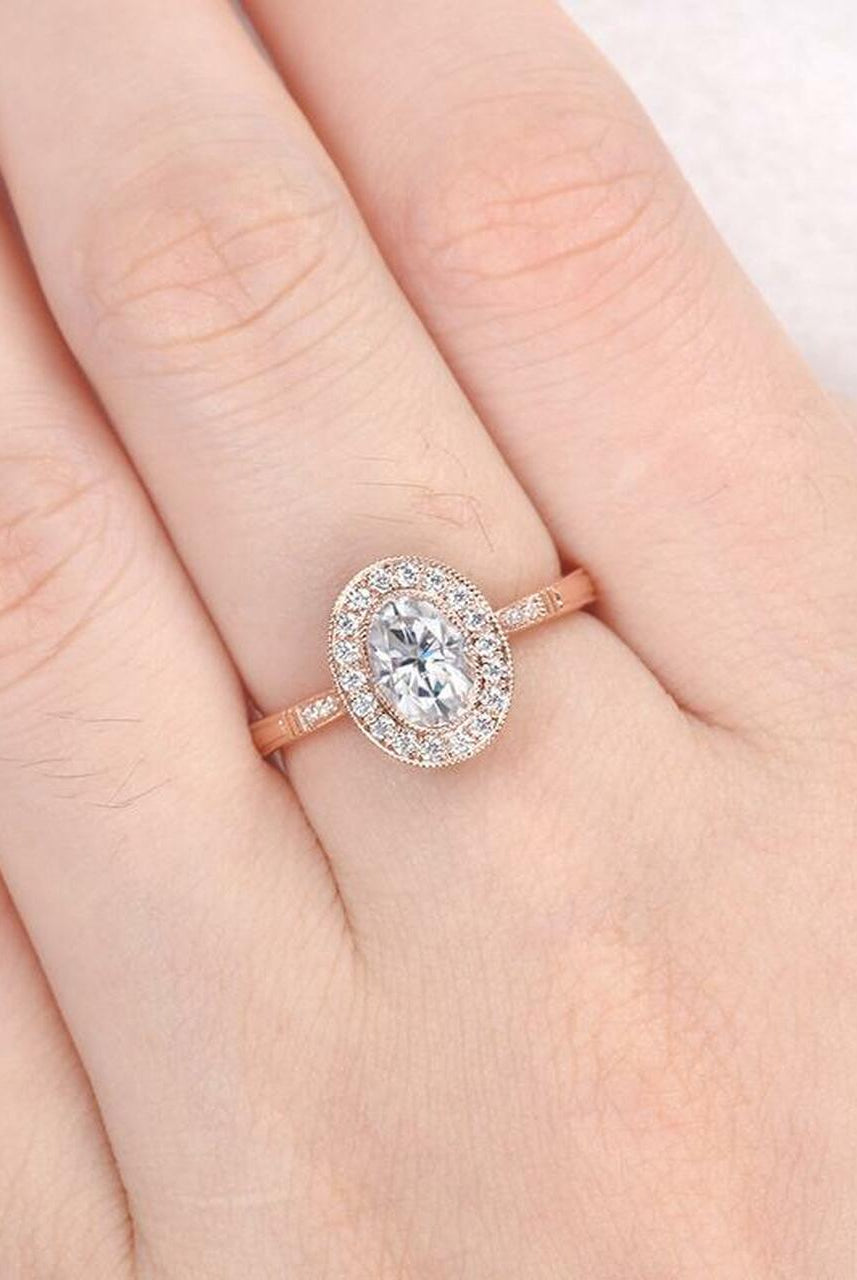 Halo Moissanite Engagement Ring