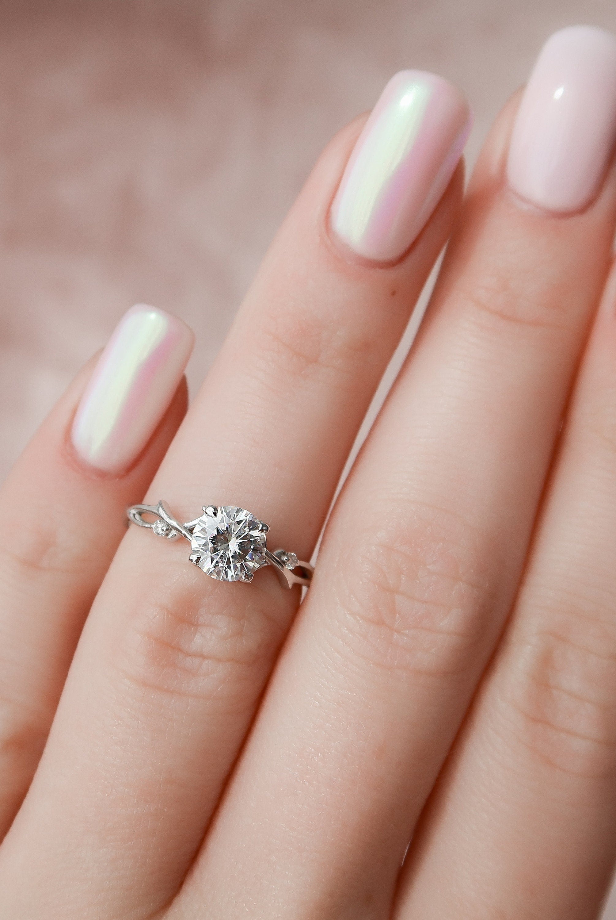 Branch Style Moissanite Ring