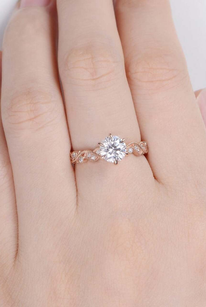 Floral Moissanite Engagement Ring