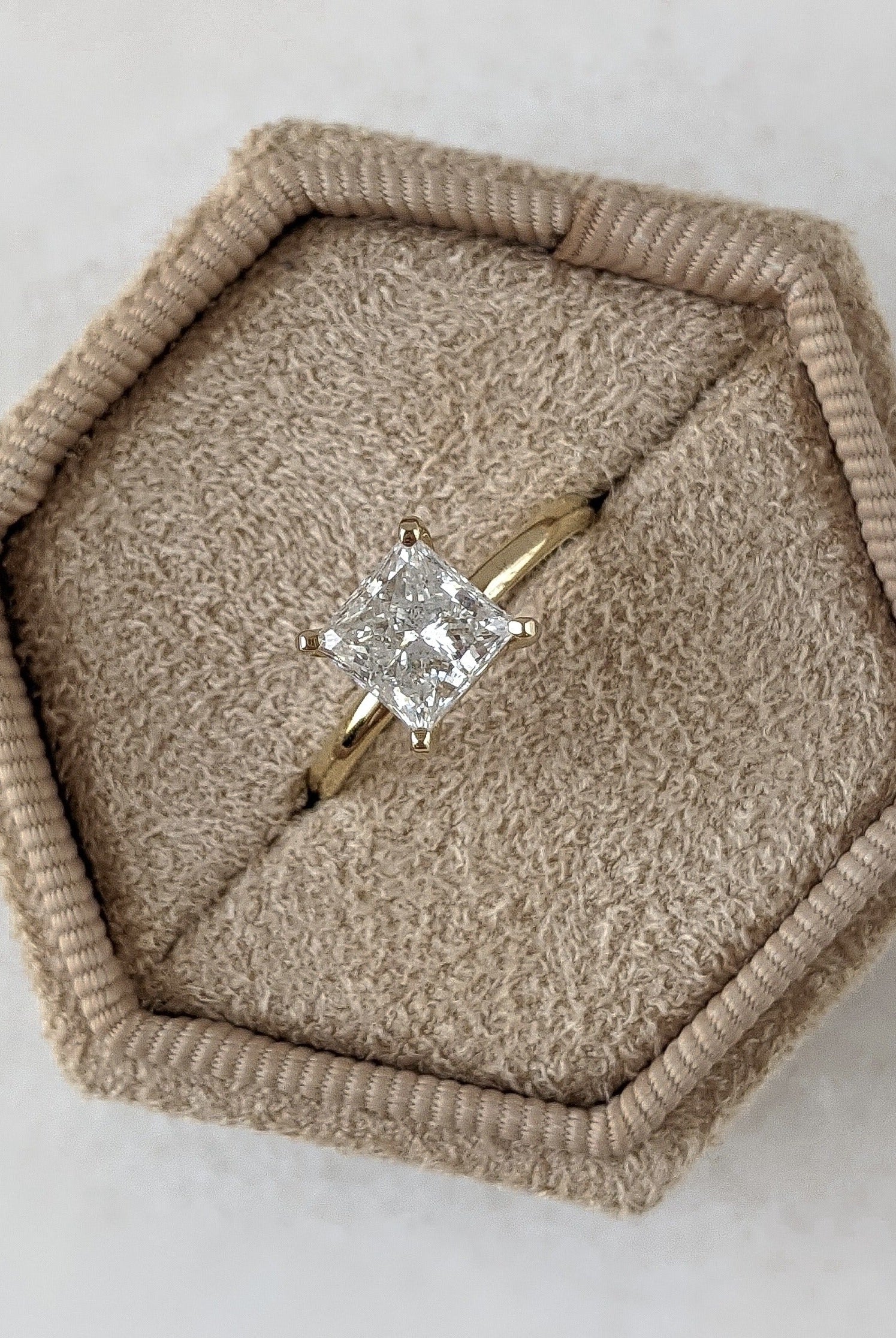 1.50CT Princess Cut Moissanite Solitaire Diamond Engagement Ring
