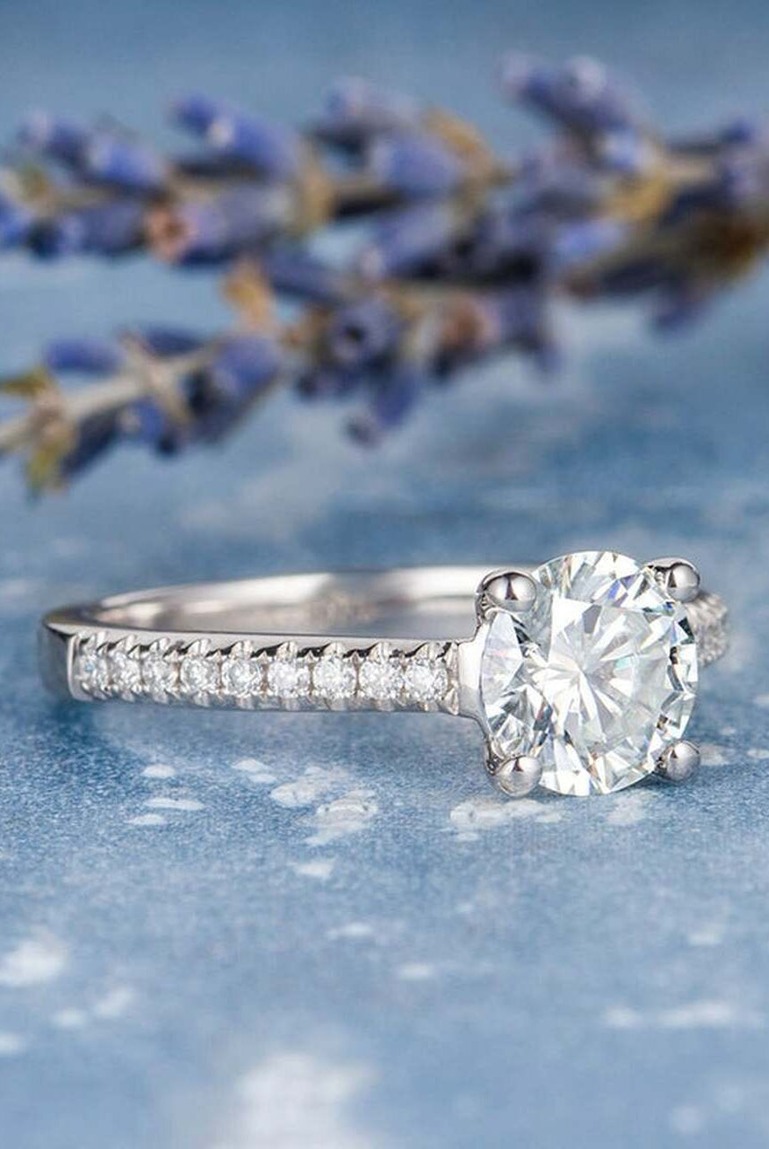 Pave Moissanite Engagement Ring