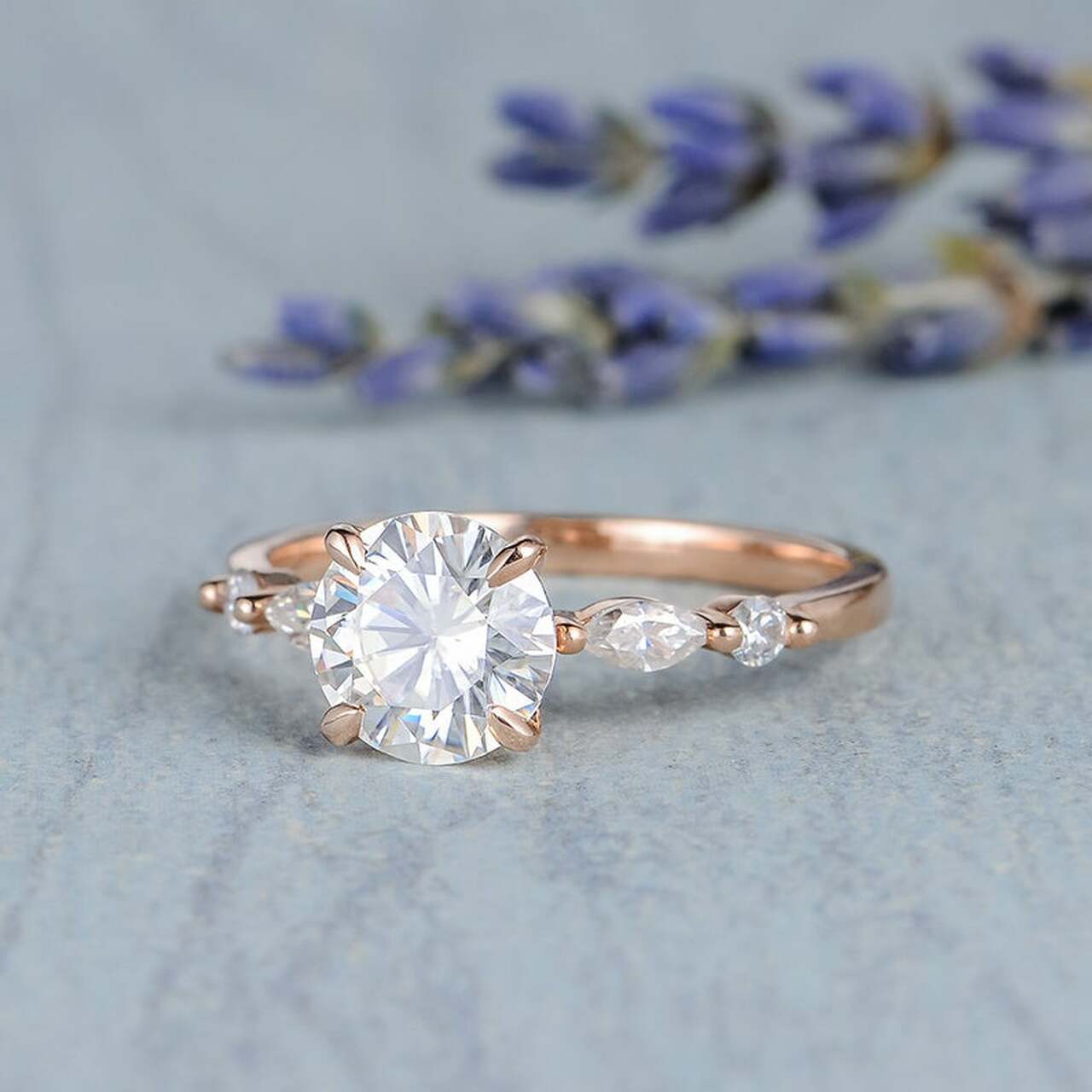 Pave Moissanite Engagement Ring