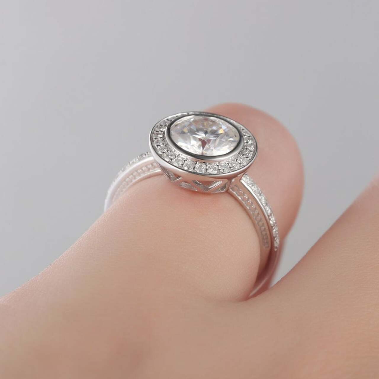 Halo Moissanite Engagement Ring