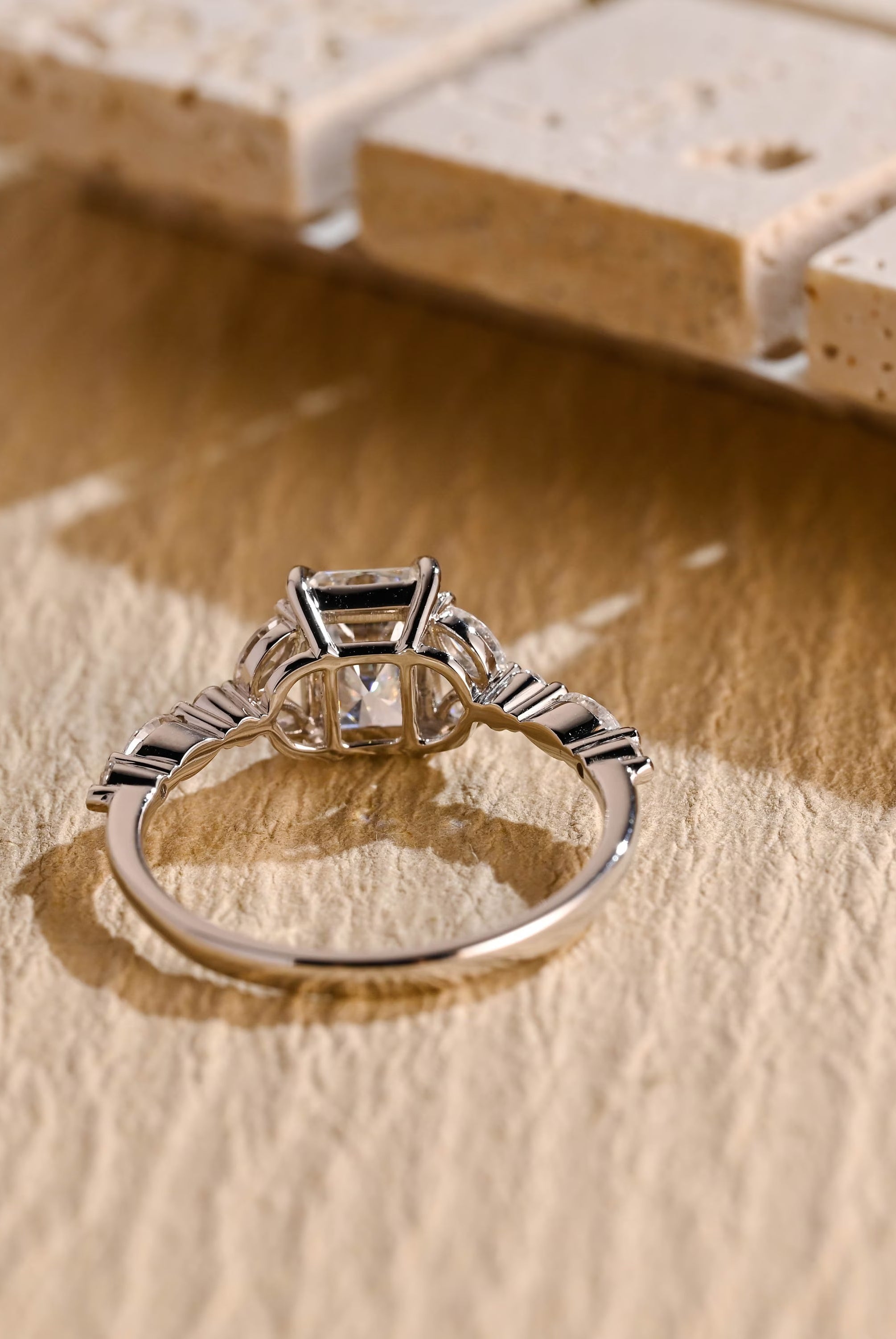 diamond cluster style moissanite engagement ring