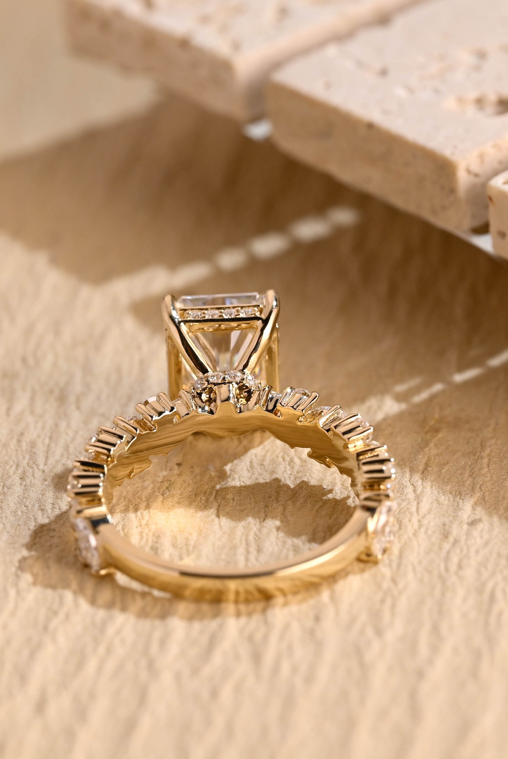 cluster setting moissanite engagement ring radiant cut