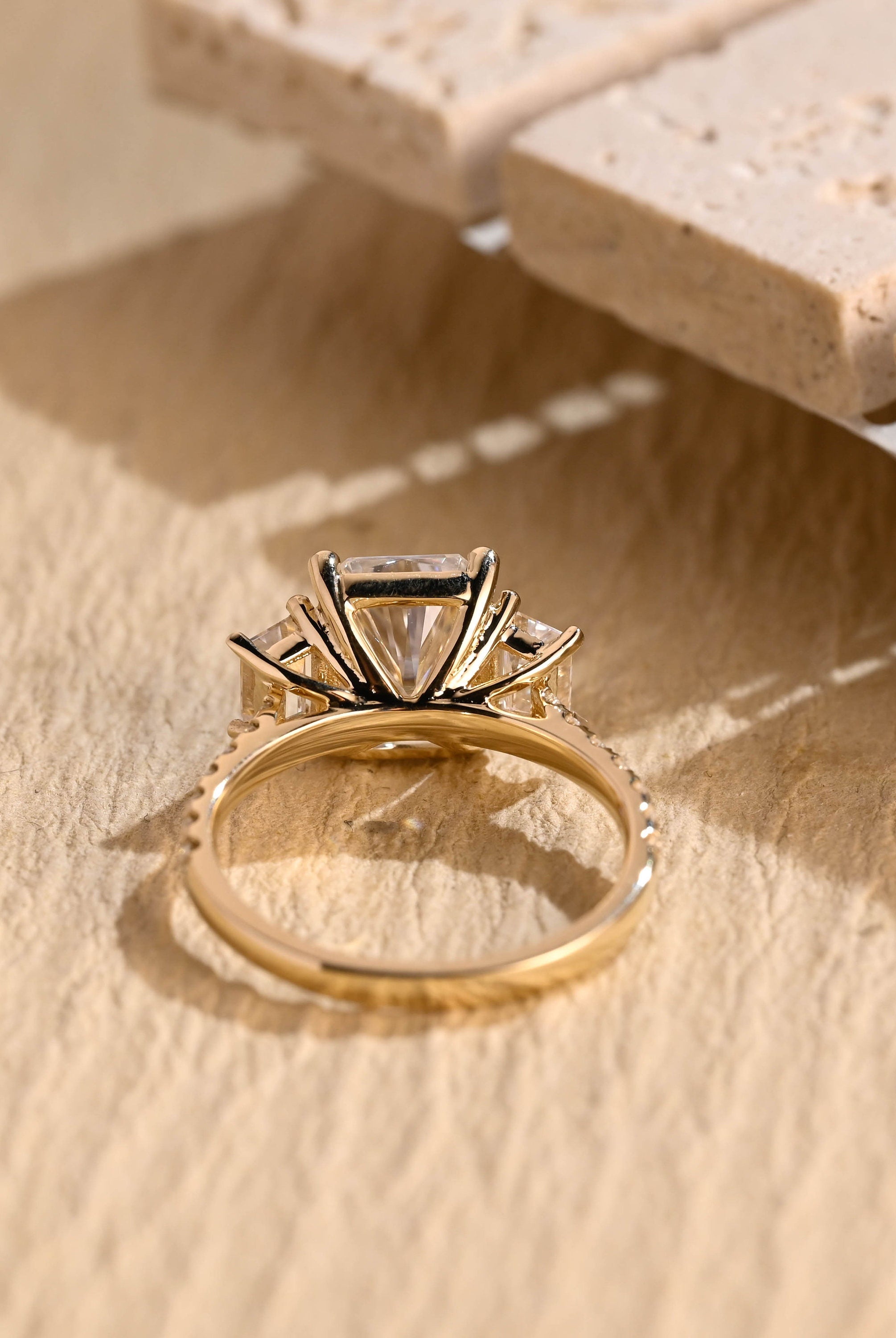 cluster setting moissanite engagement ring radiant cut
