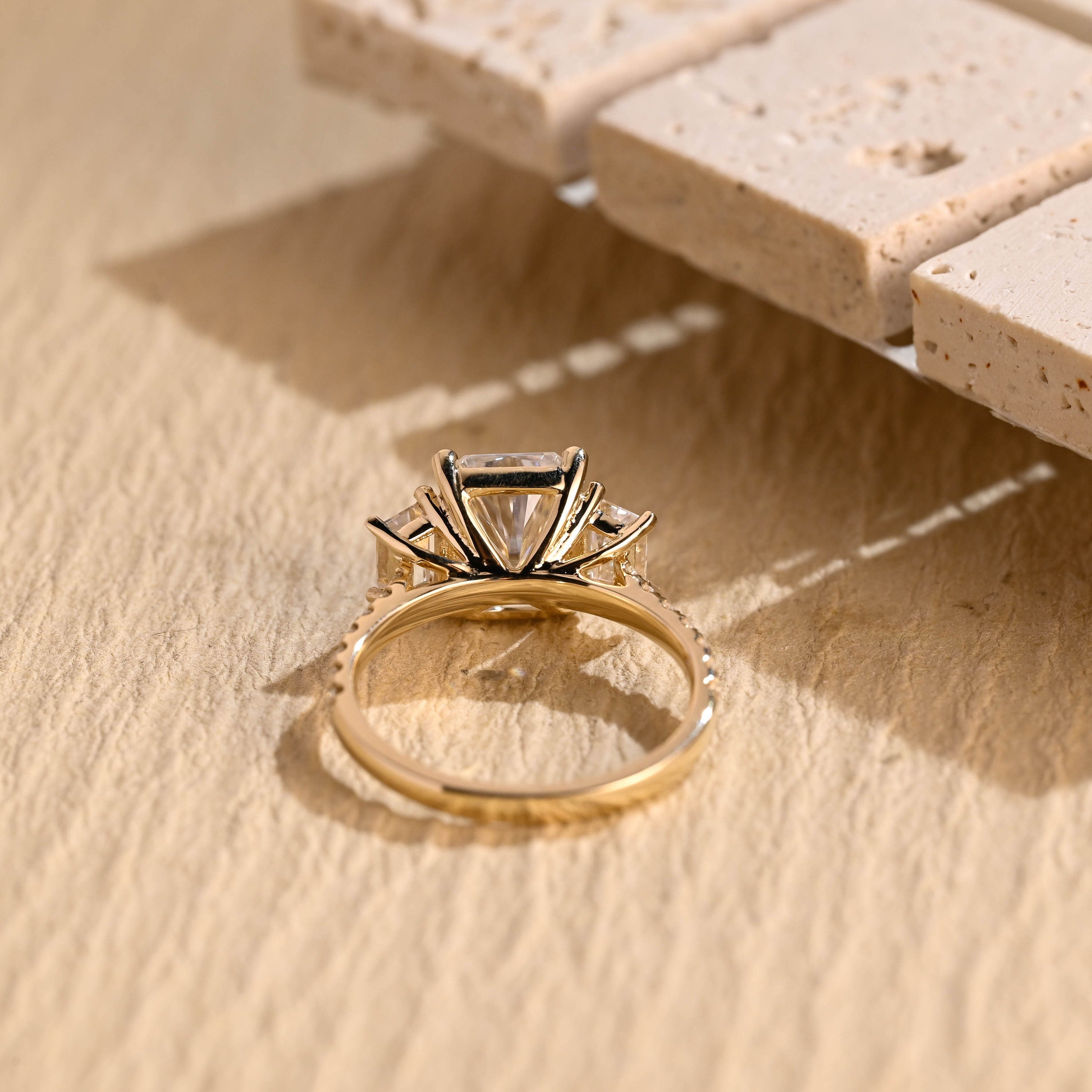 cluster setting moissanite engagement ring radiant cut