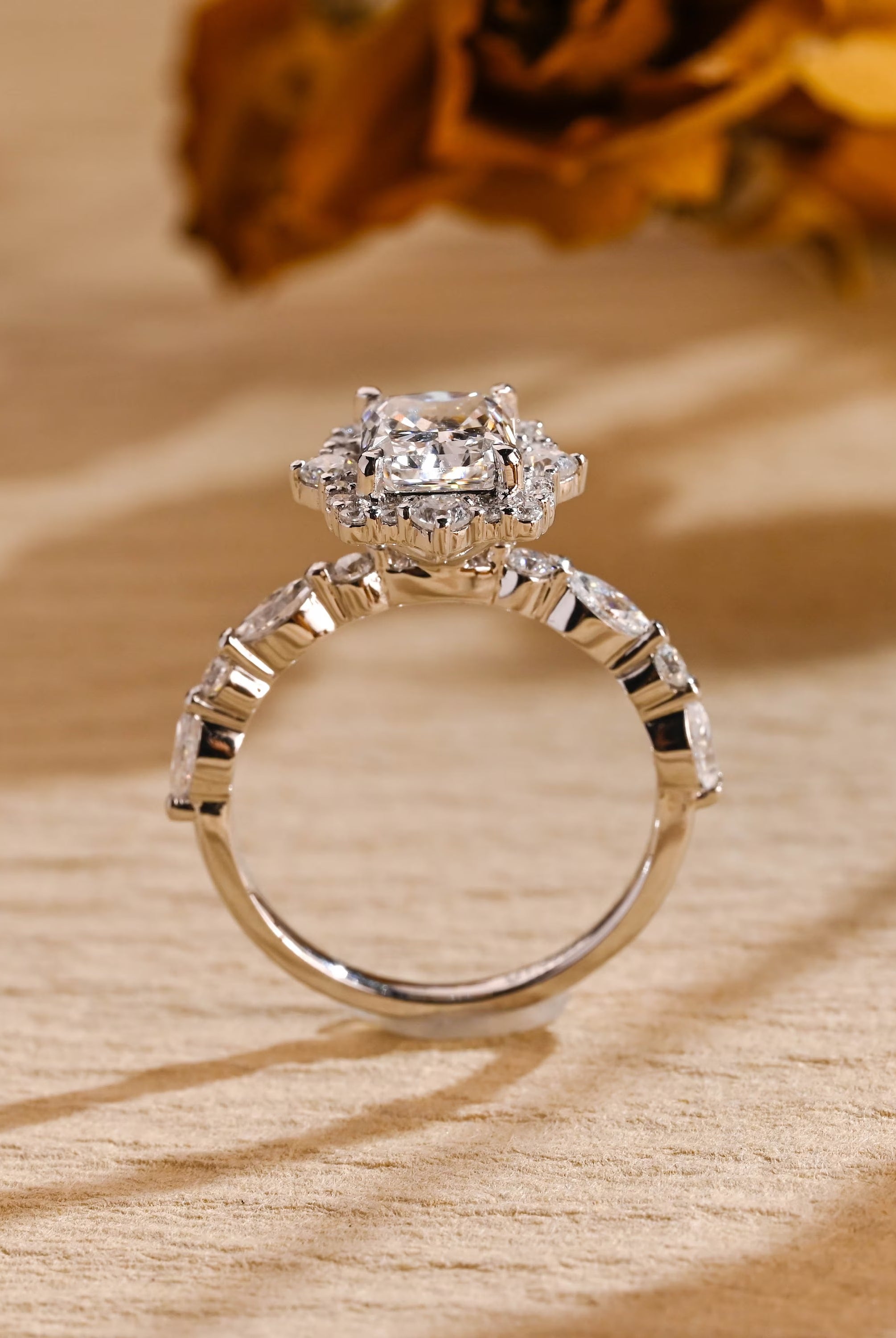 radiant cut moissanite ring gold