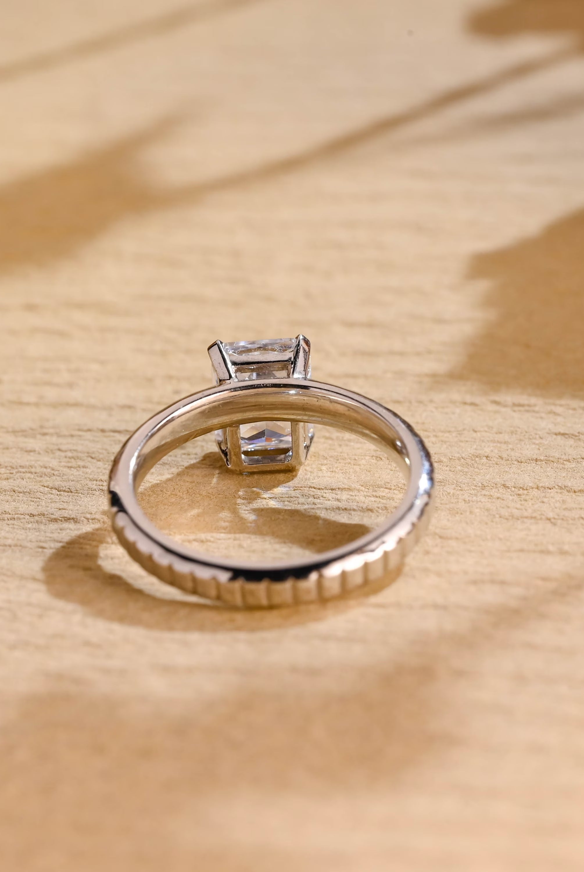 radiant cut moissanite ring 14k gold solitaire