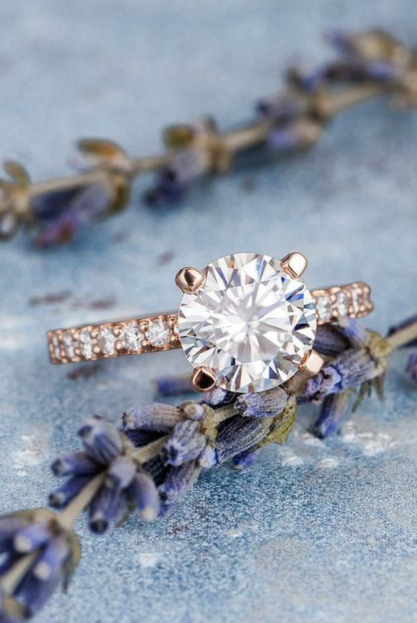 Pave Moissanite Engagement Ring