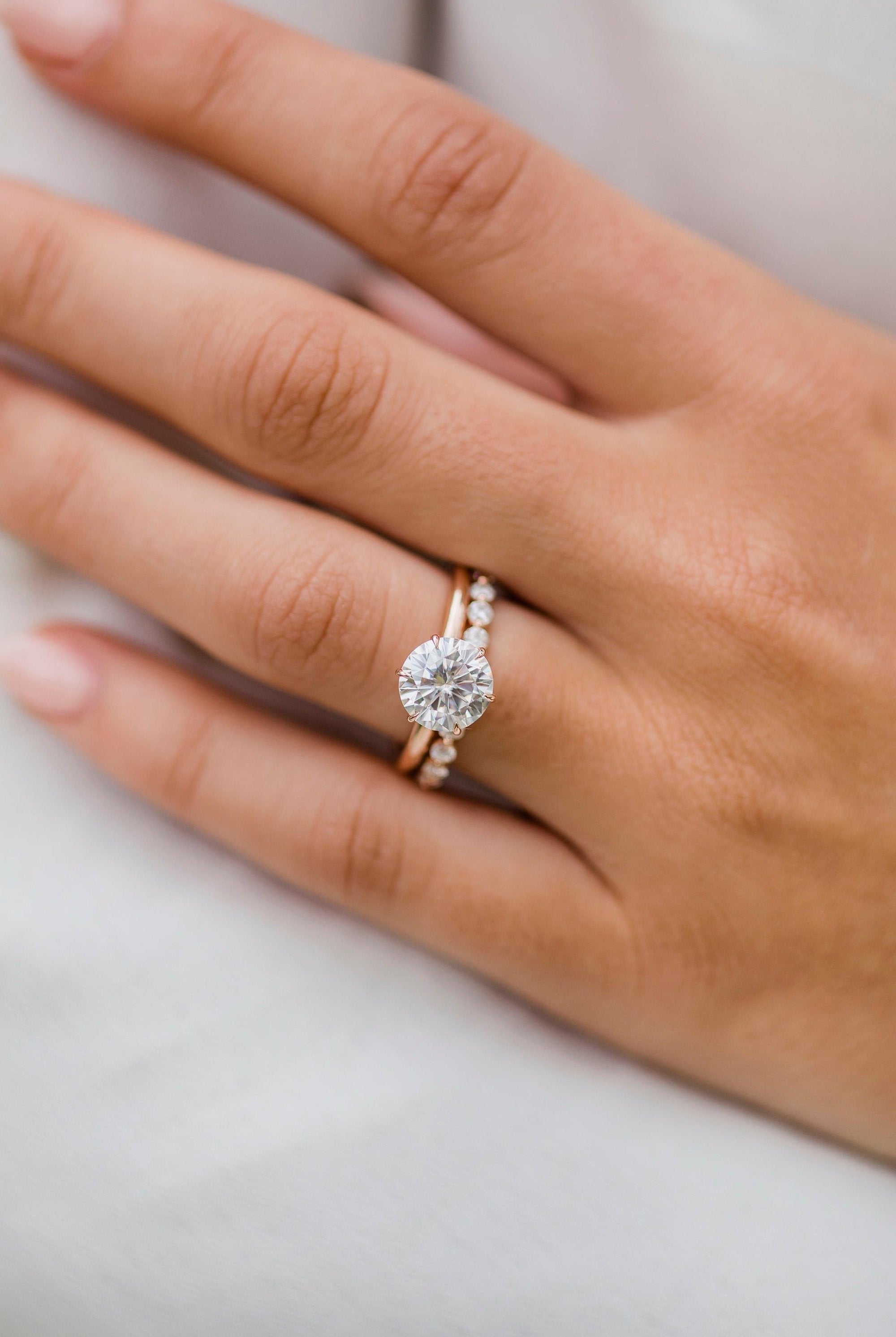 Round Moissanite Ring for Women