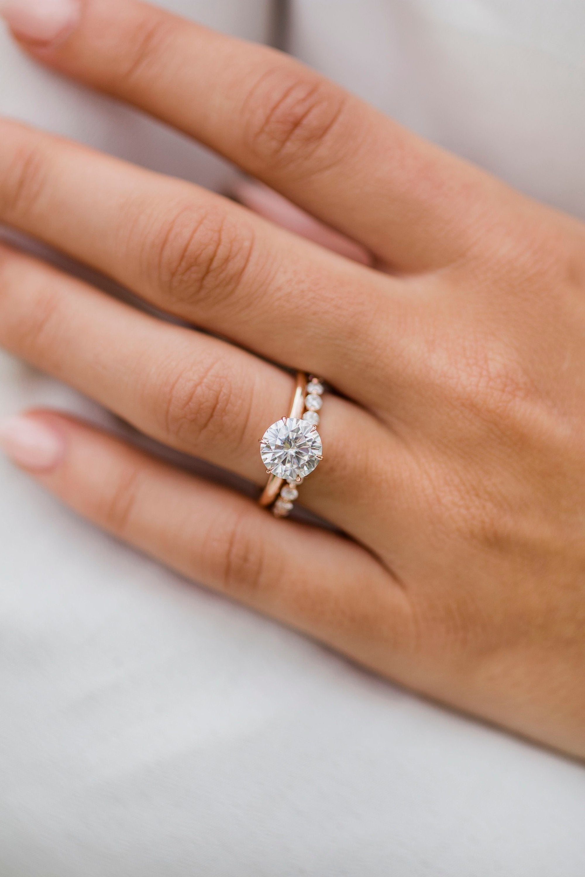 Round Moissanite Ring for Women