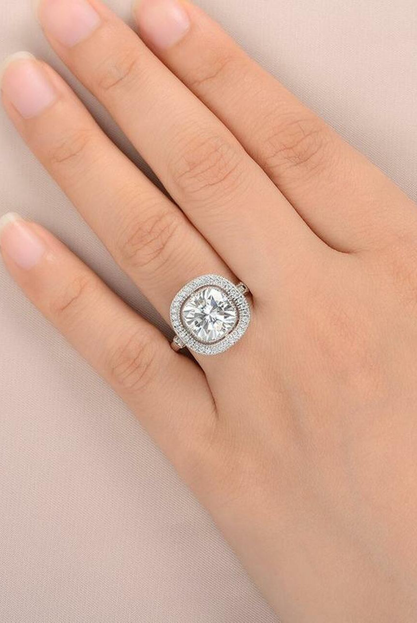 Unique Halo Moissanite Ring