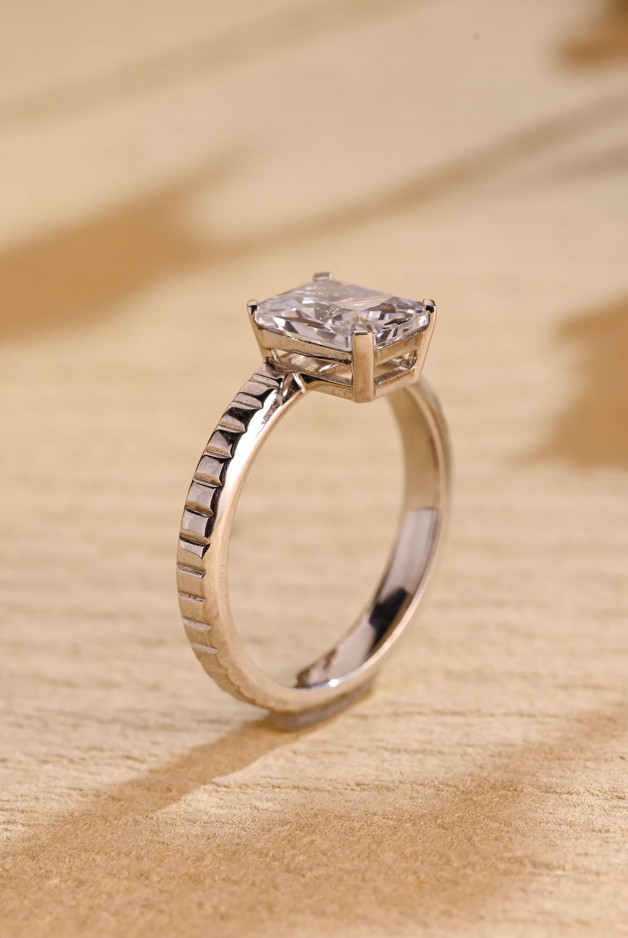radiant cut 6 prong moissanite solitaire ring
