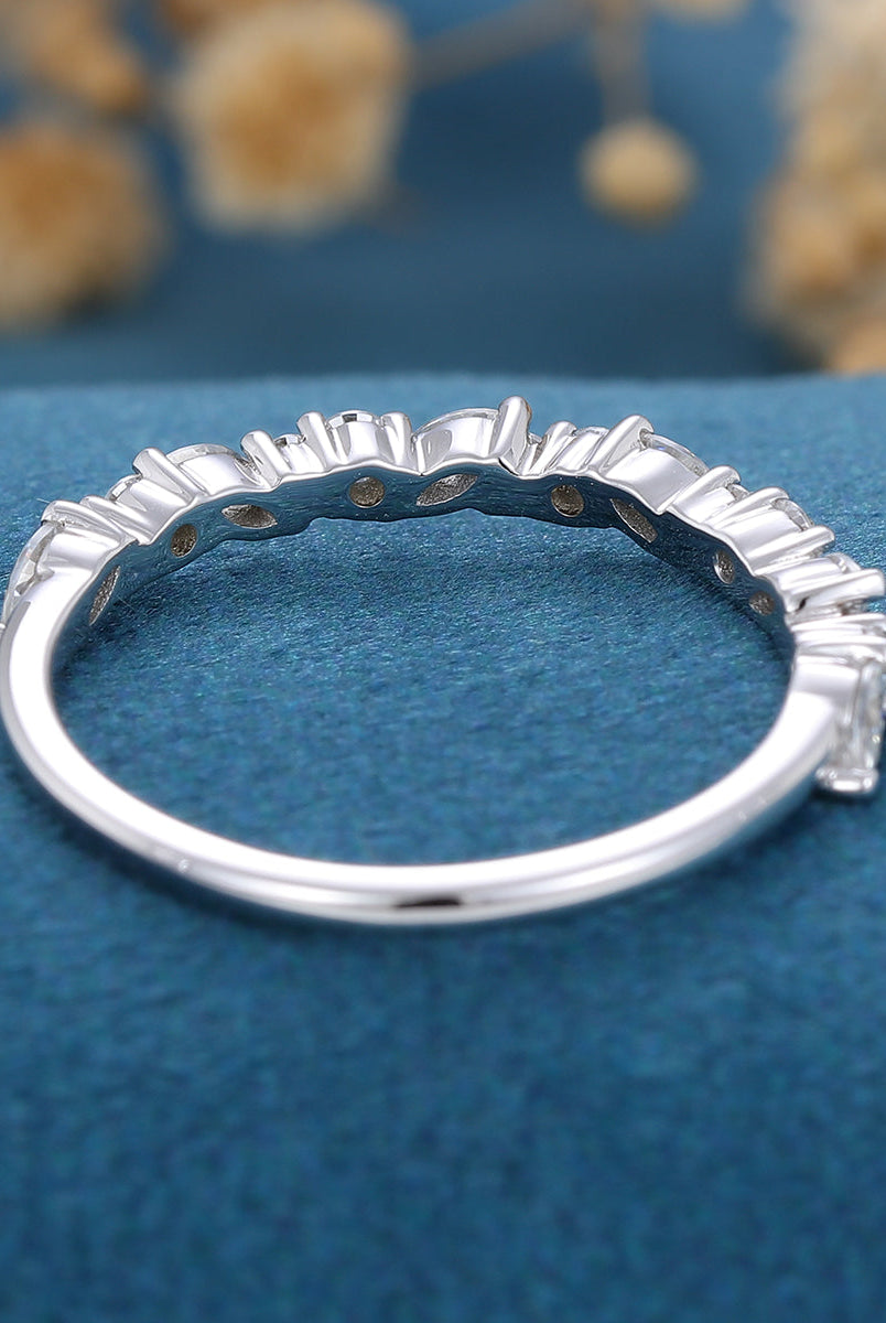 marquise-round-shaped-moissanite-half-eternity-wedding-band