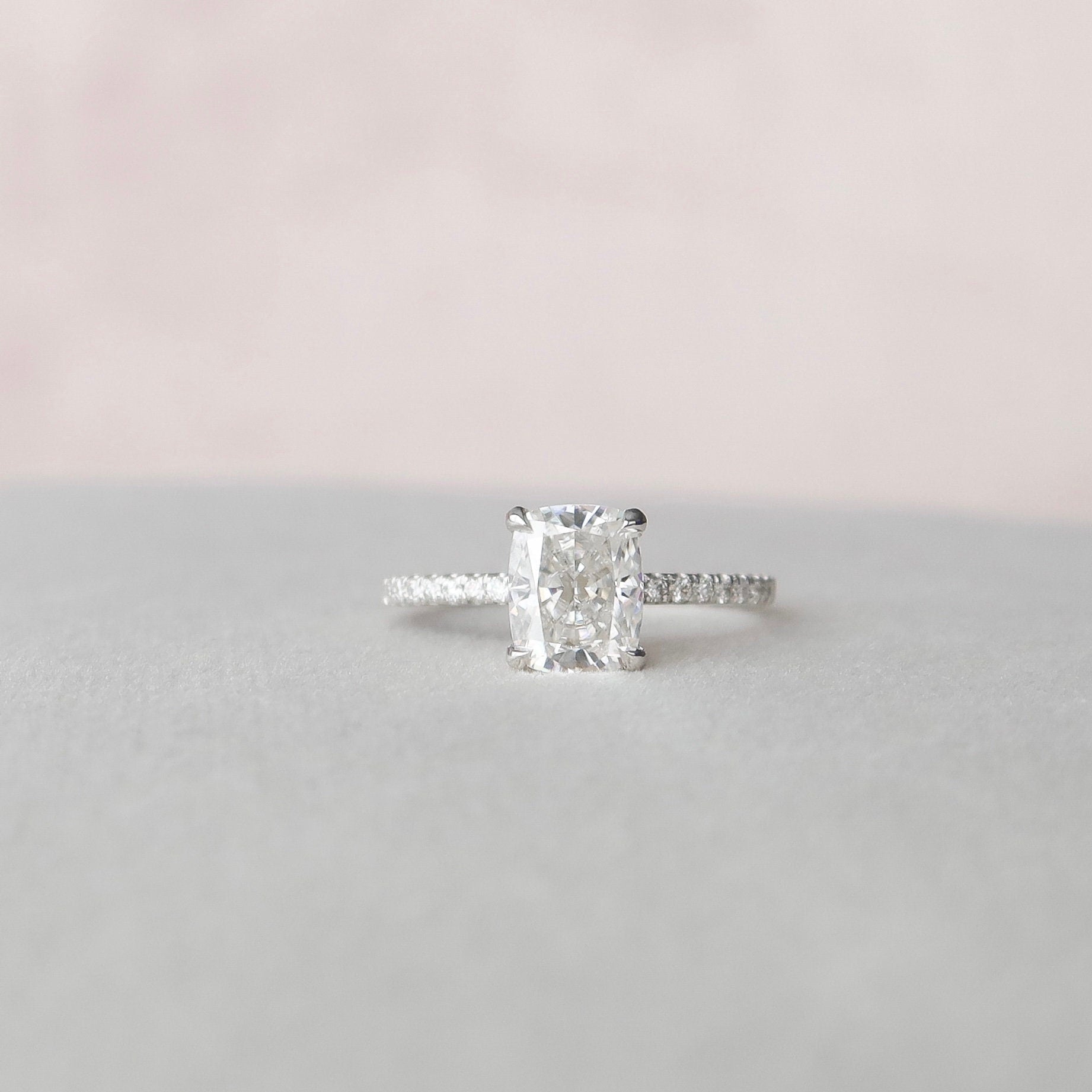 Cushion Moissanite Diamond Ring