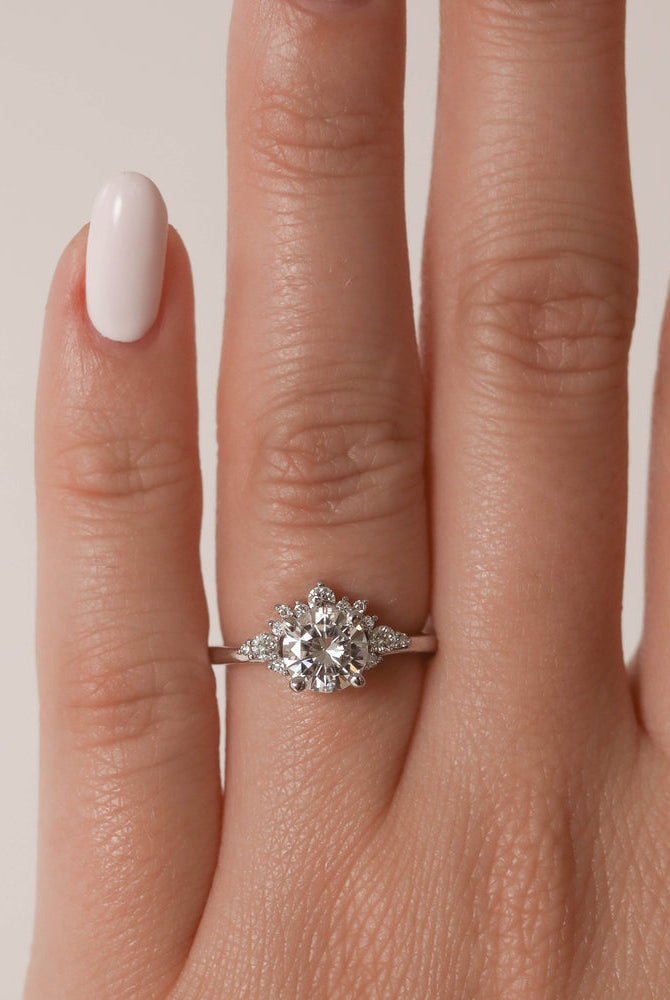 Cluster Solitaire Engagement Ring
