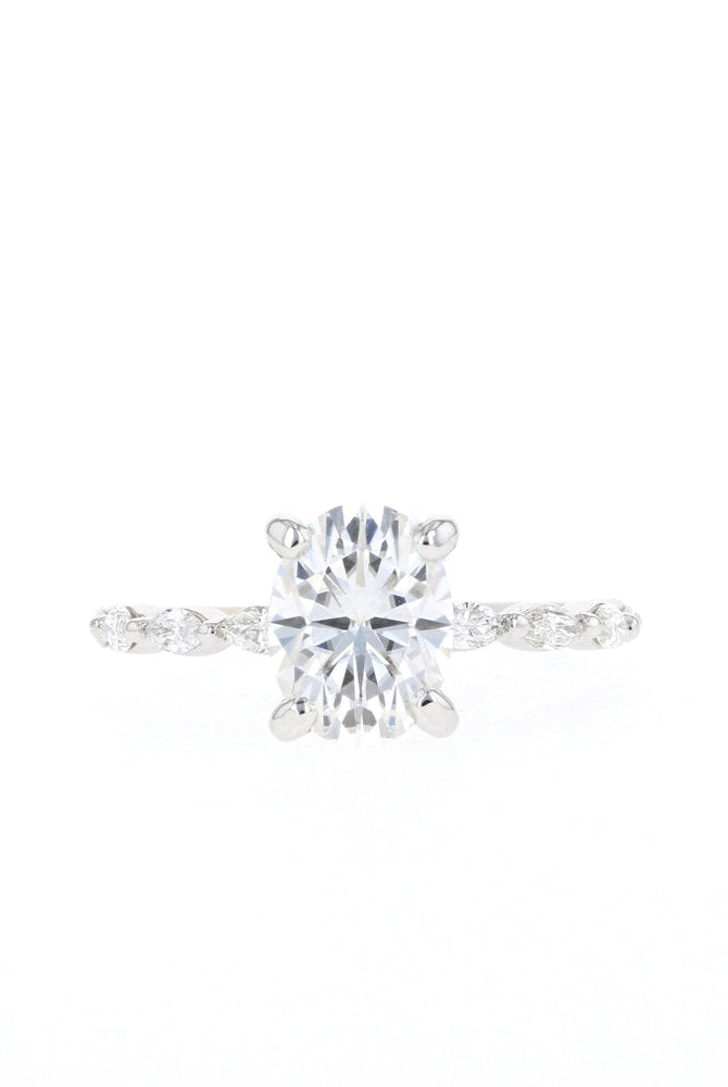 1.70CT Oval Pave Moissanite Diamond Four Prong Engagement Ring In 18K Solid Gold
