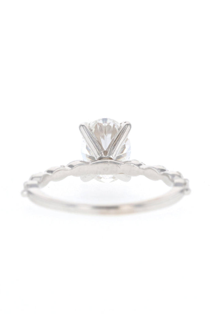 1.70CT Oval Pave Moissanite Diamond Four Prong Engagement Ring In 18K Solid Gold