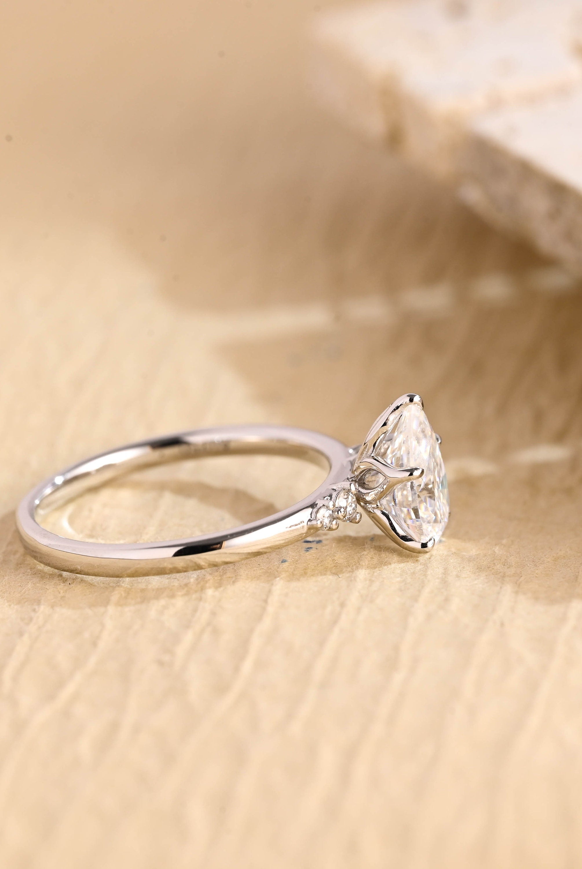 premium pear five stone diamond alternative ring