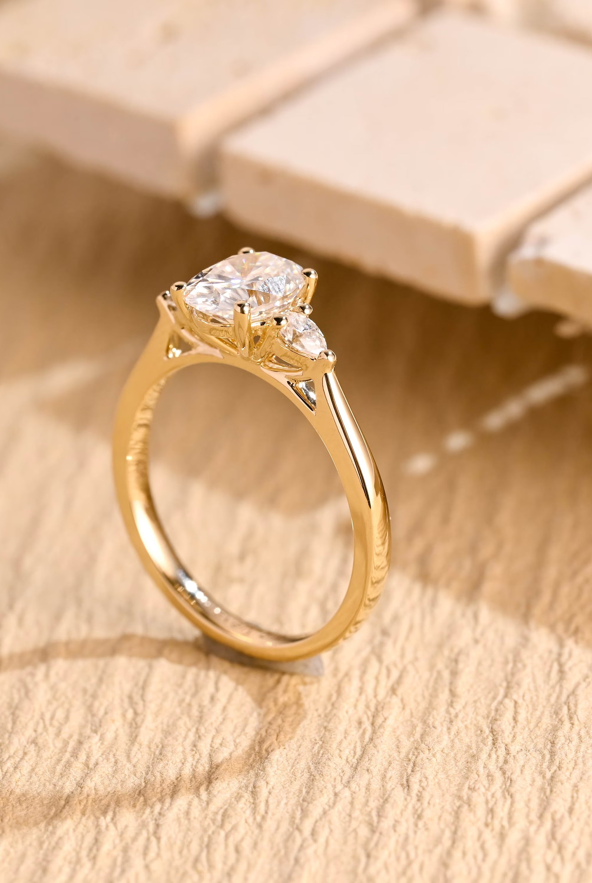Shop Three Stone Moissanite Engagement Rings USA