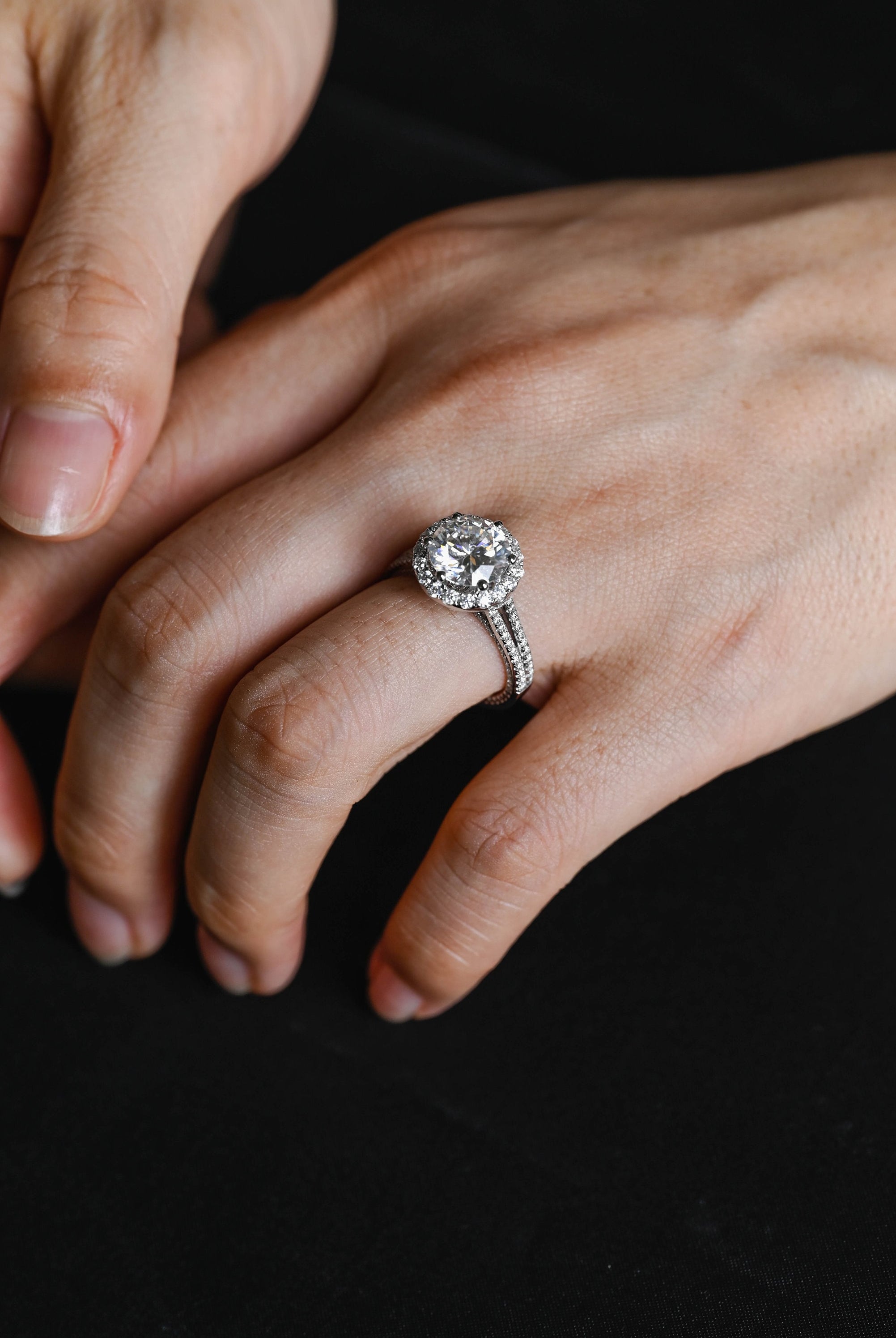 Custom Round Moissanite Engagement Ring
