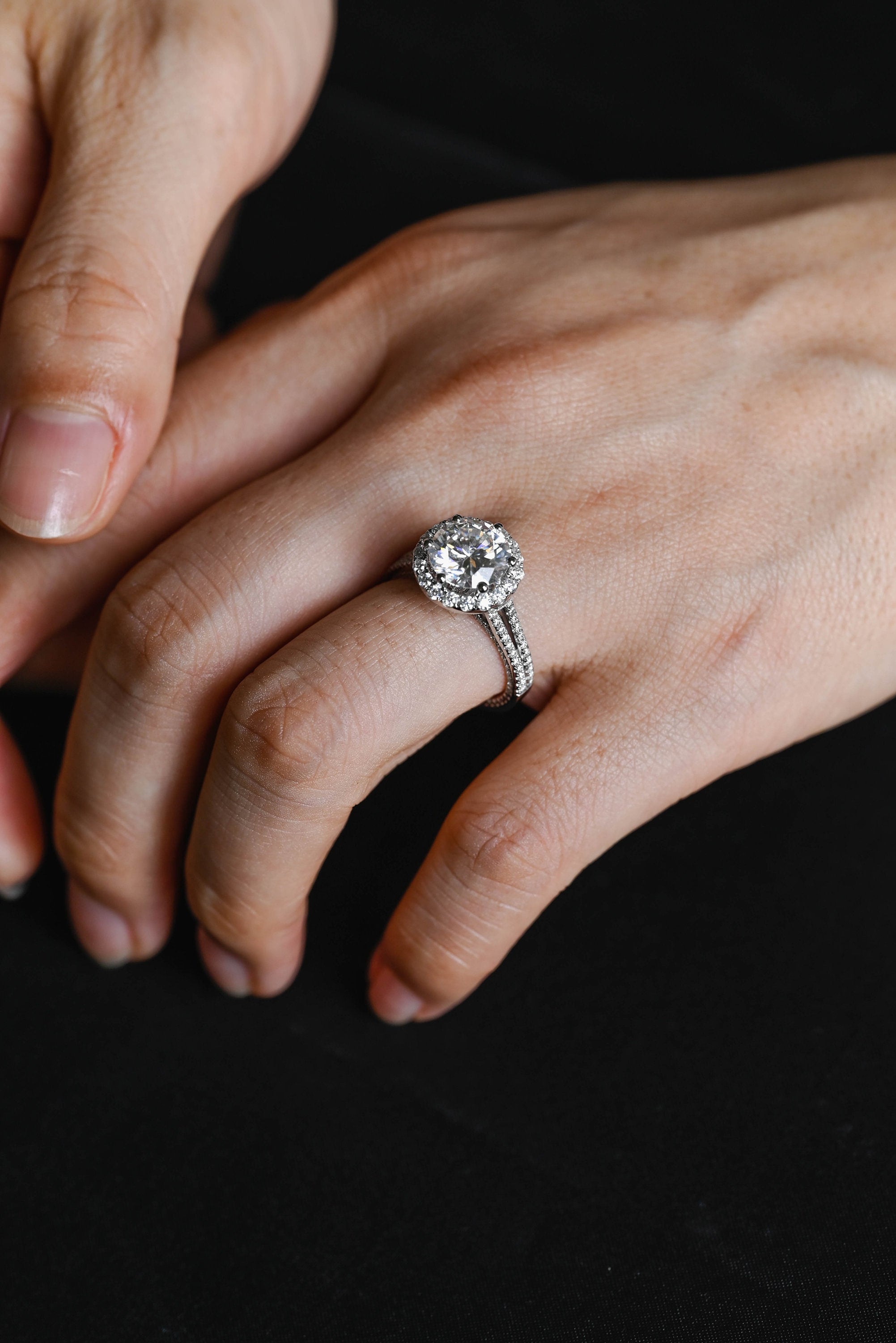 Custom Round Moissanite Engagement Ring