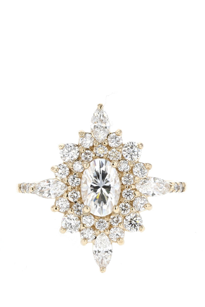 Modern Oval Cluster Ring