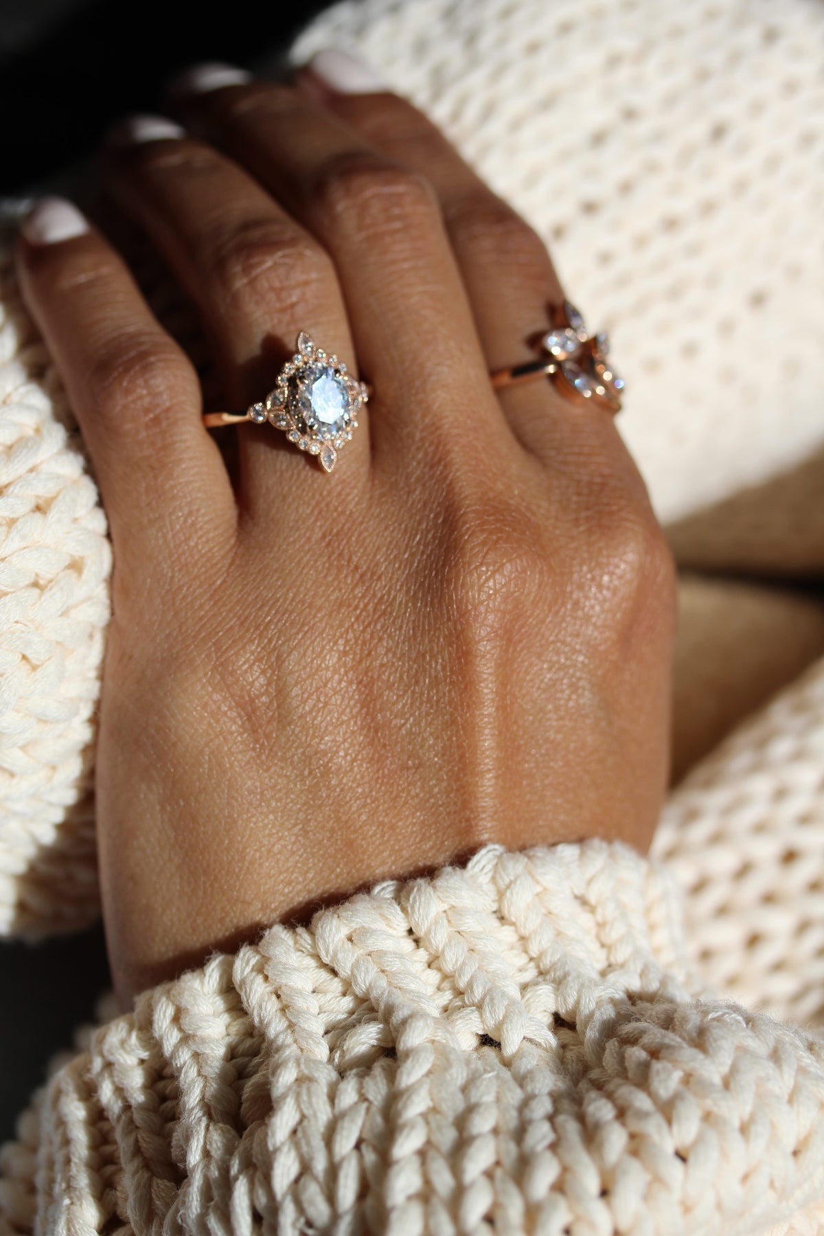 1.30ct Oval Cut Unique Halo Moissanite Diamond Engagement Ring