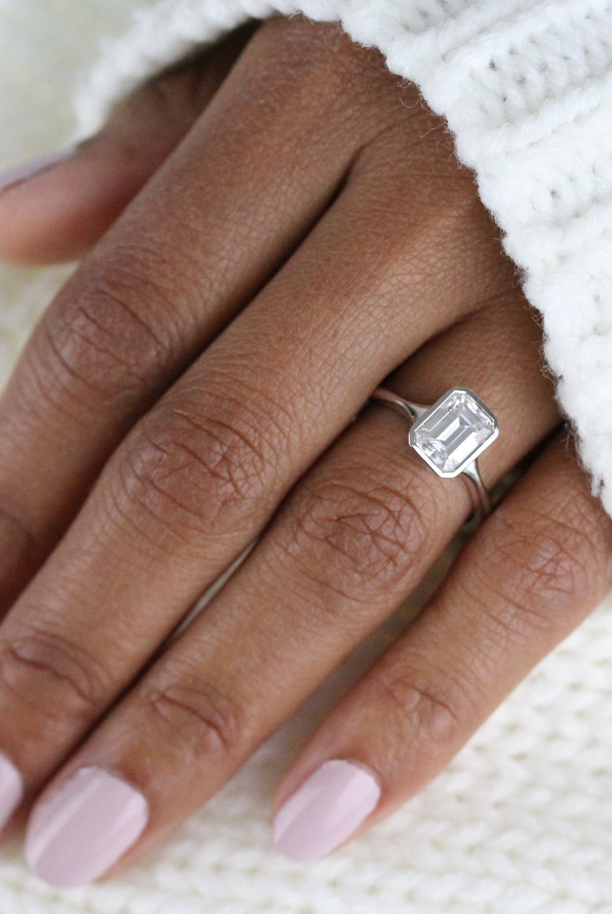 Moissanite engagement ring with accents