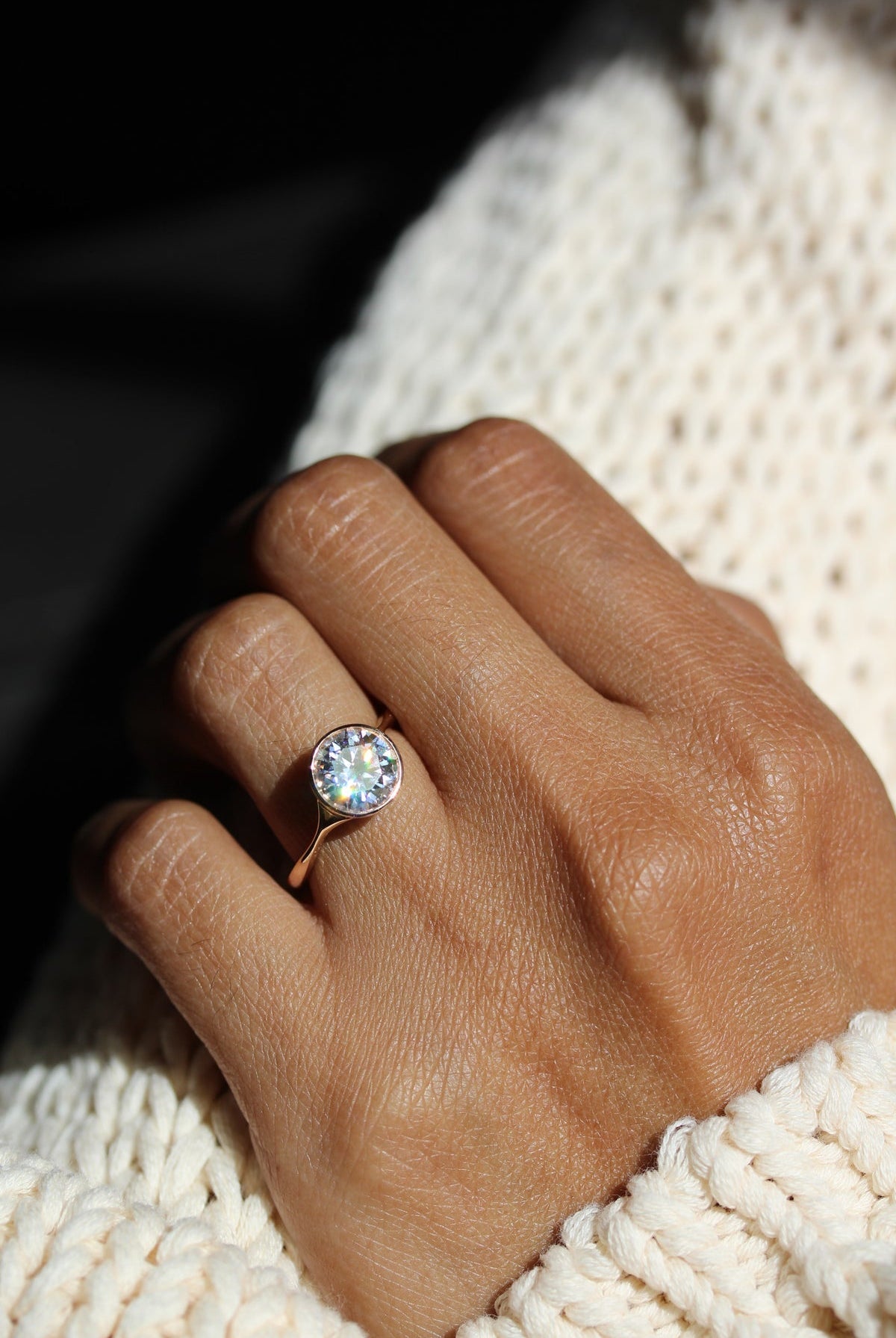 Modern moissanite engagement rings