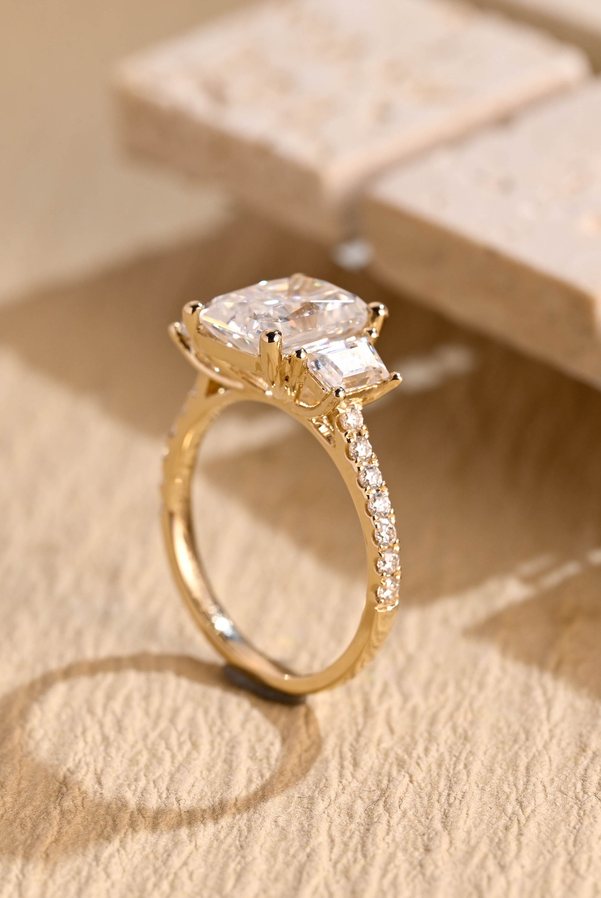 affordable luxury moissanite engagement ring USA