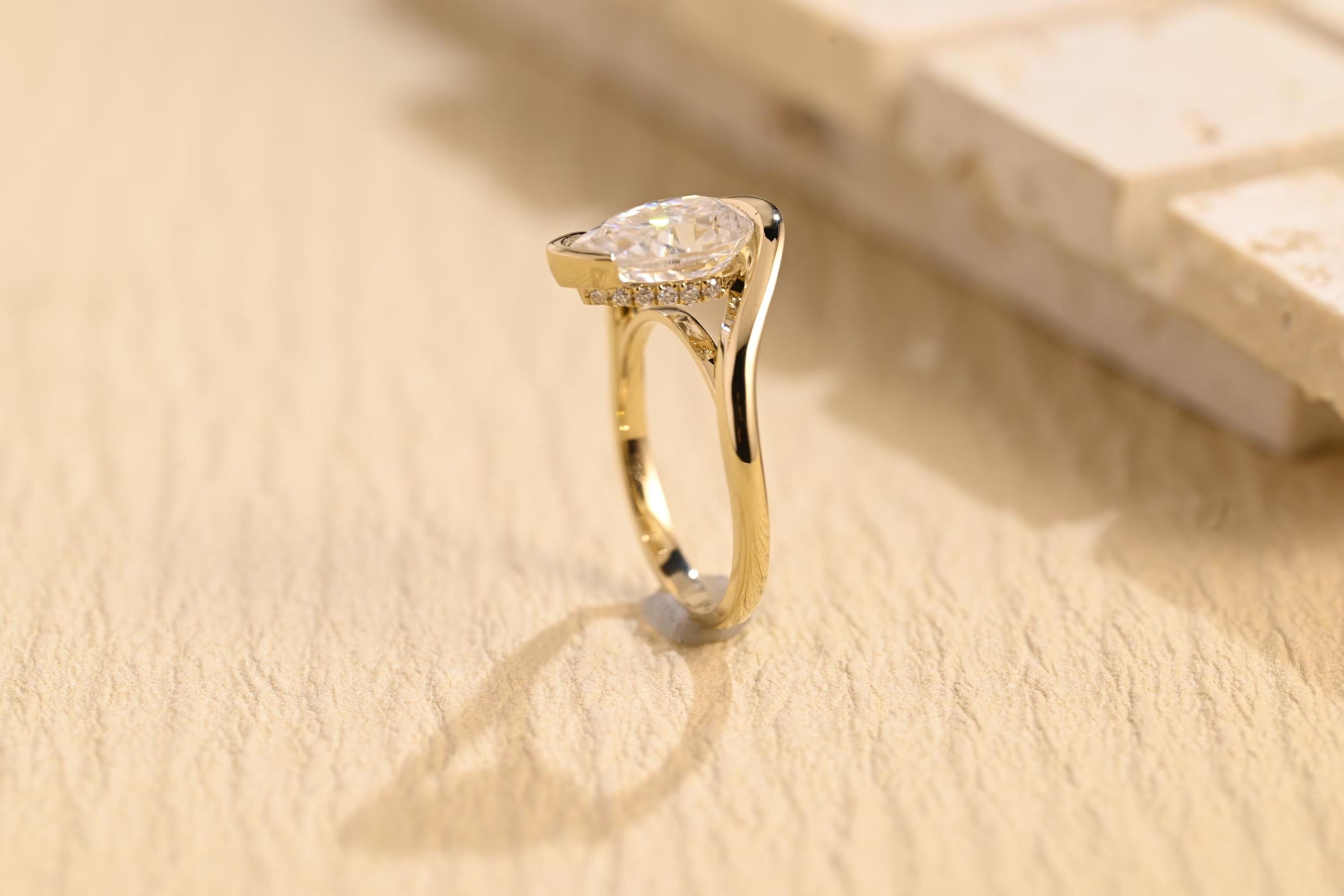 Pear Shaped Moissanite Ring