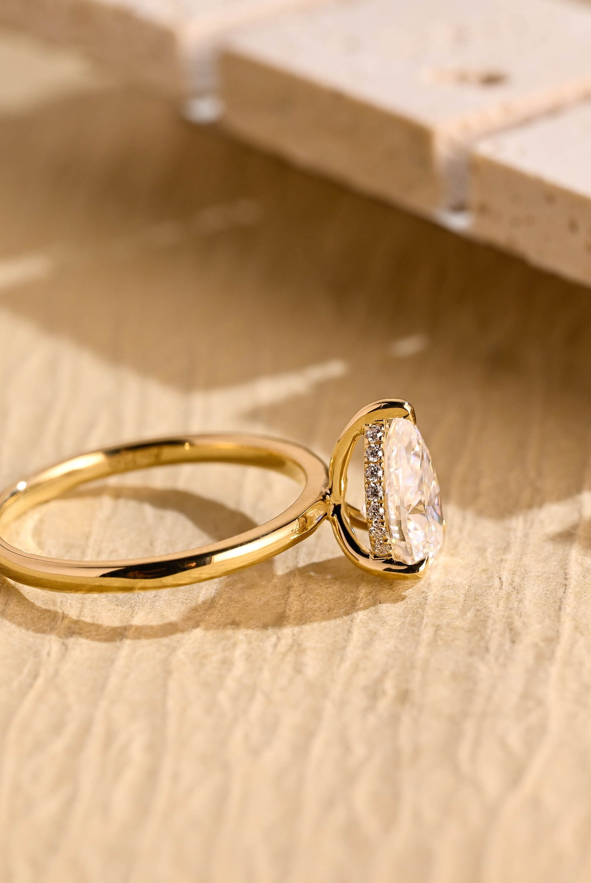 ethical pear cut moissanite engagement ring women