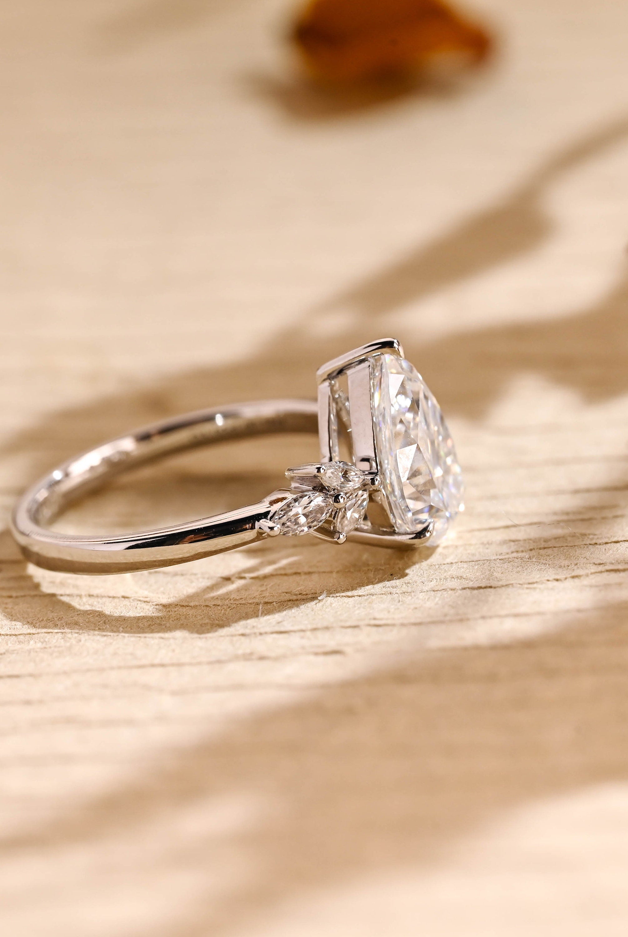 bridal pear cluster moissanite ring USA