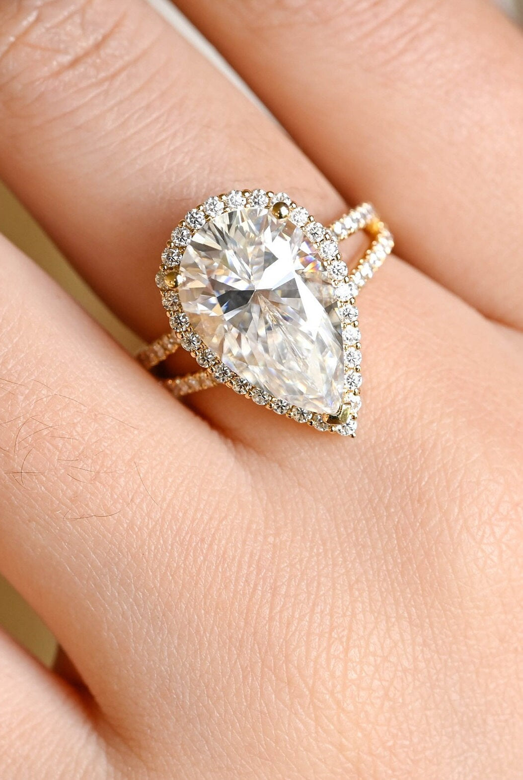 fine jewelry pear halo engagement ring USA