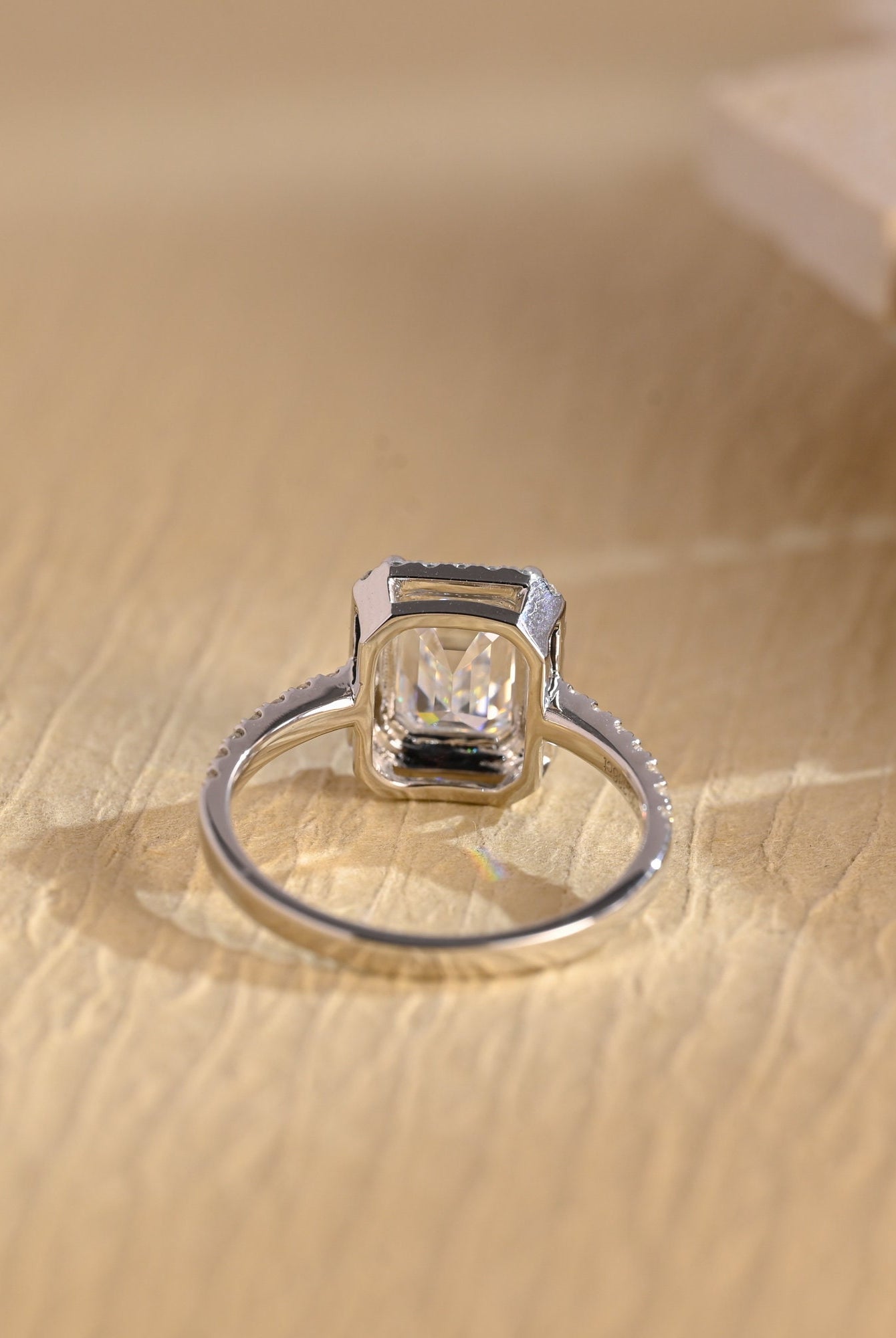 White Gold Halo Moissanite Ring