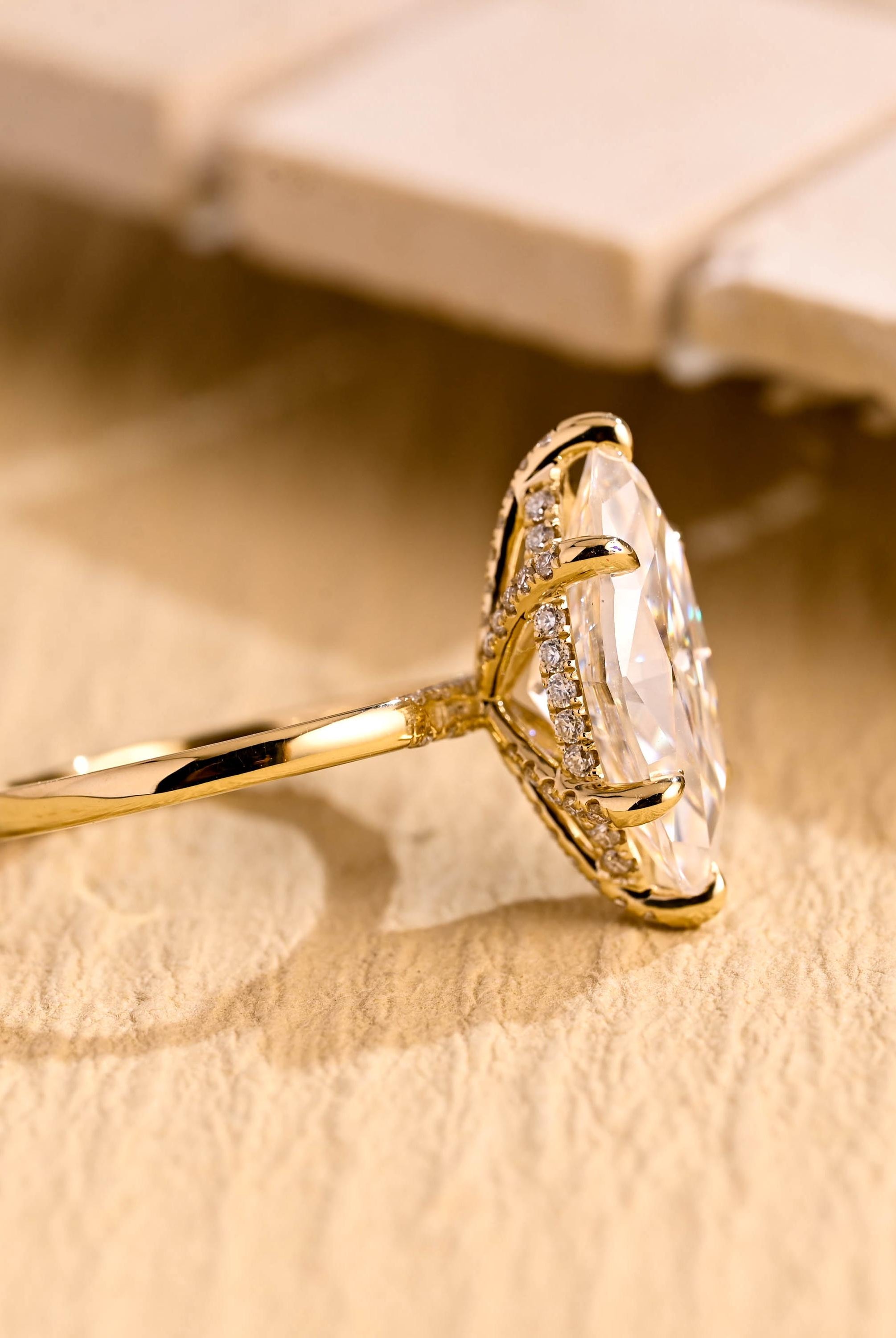 Moissanite Hidden Halo Engagement Ring